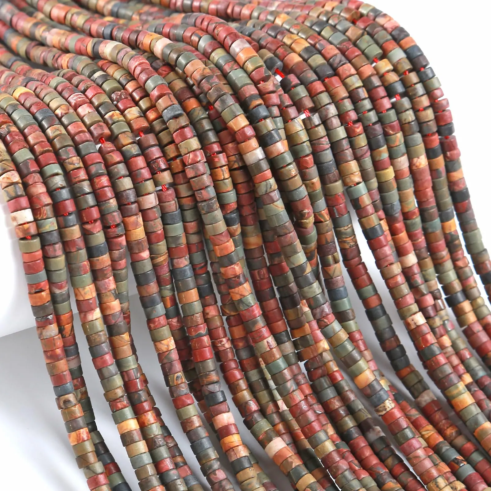 ZXYMLZI Perline in Diaspro Picasso, Pietra Naturale, 2 x 4 mm, 150 Pezzi - immagine 2