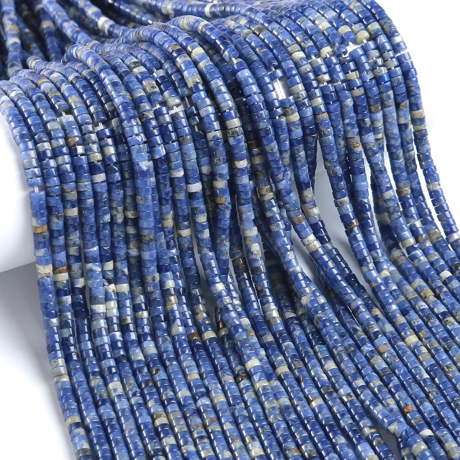 ZXYMLZI 150 Perline in Sodalite Blu Naturale, 2 x 4 mm, Forma a Tubo per Creazione di Gioielli - immagine 2