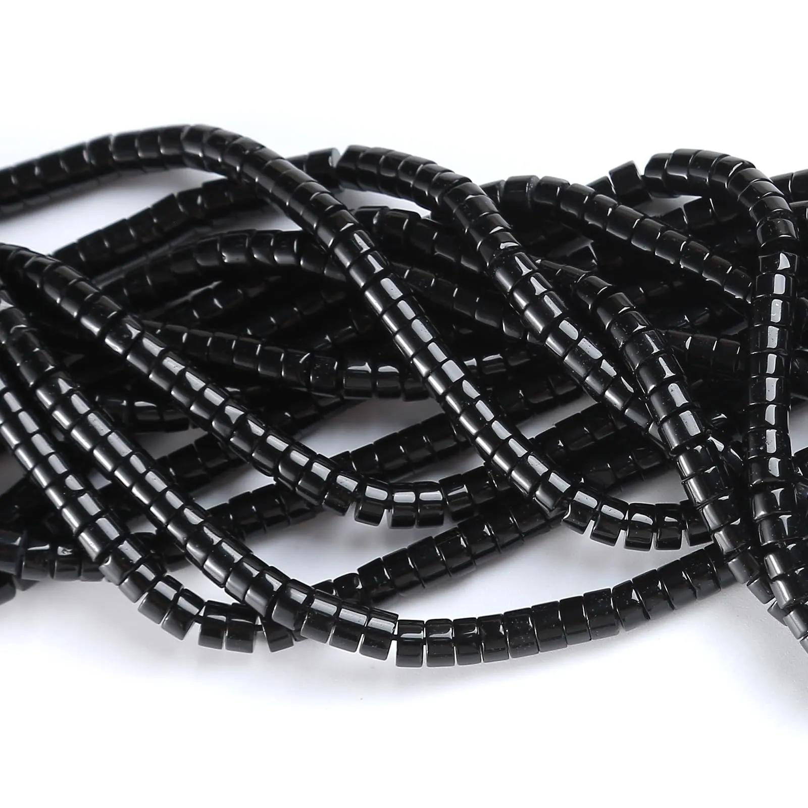 ZXYMLZI 150 Perline in Agata Nera Naturale, 2x4 mm, Forma a Tubo Cilindrica - immagine 2