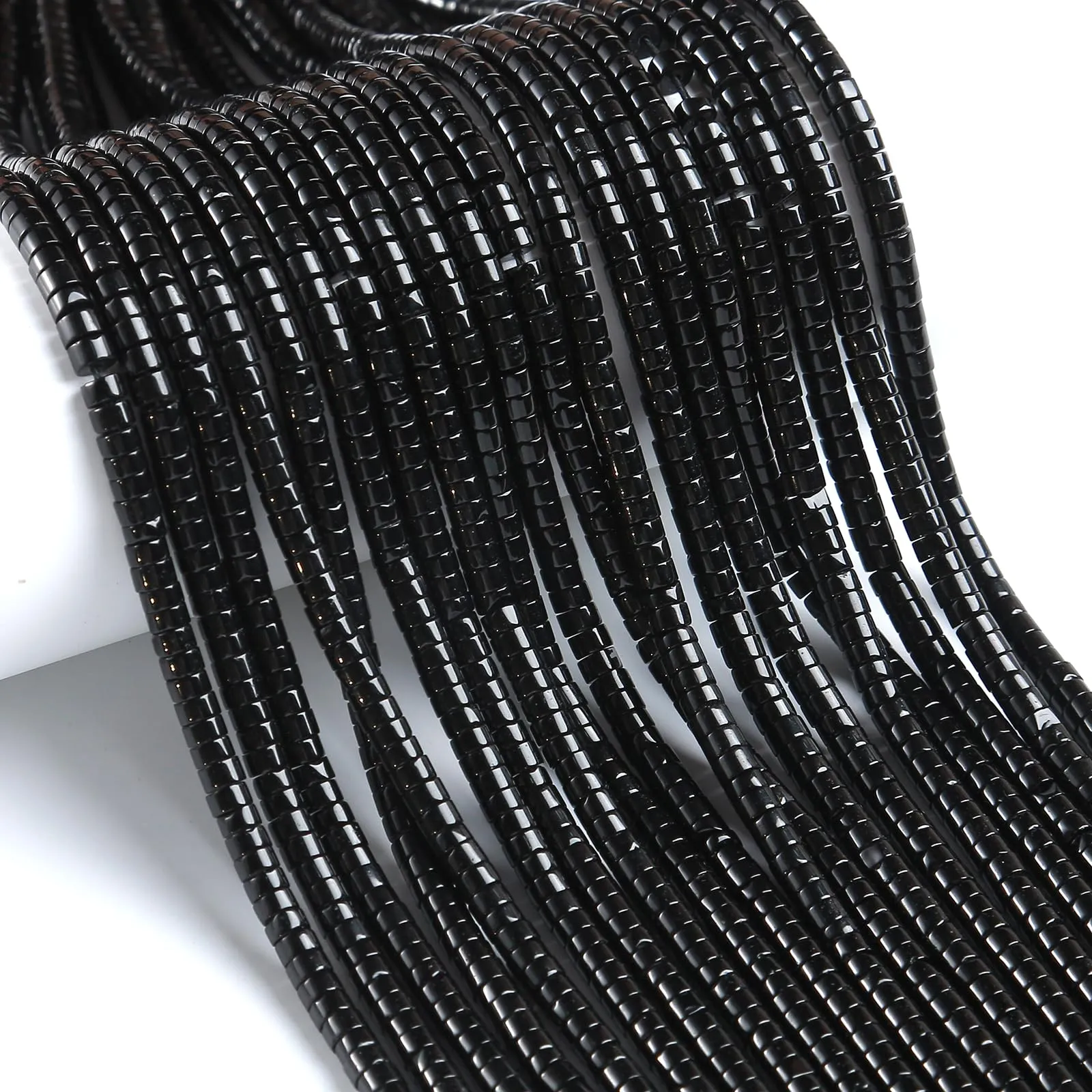 ZXYMLZI 150 Perline in Agata Nera Naturale, 2x4 mm, Forma a Tubo Cilindrica - immagine 3