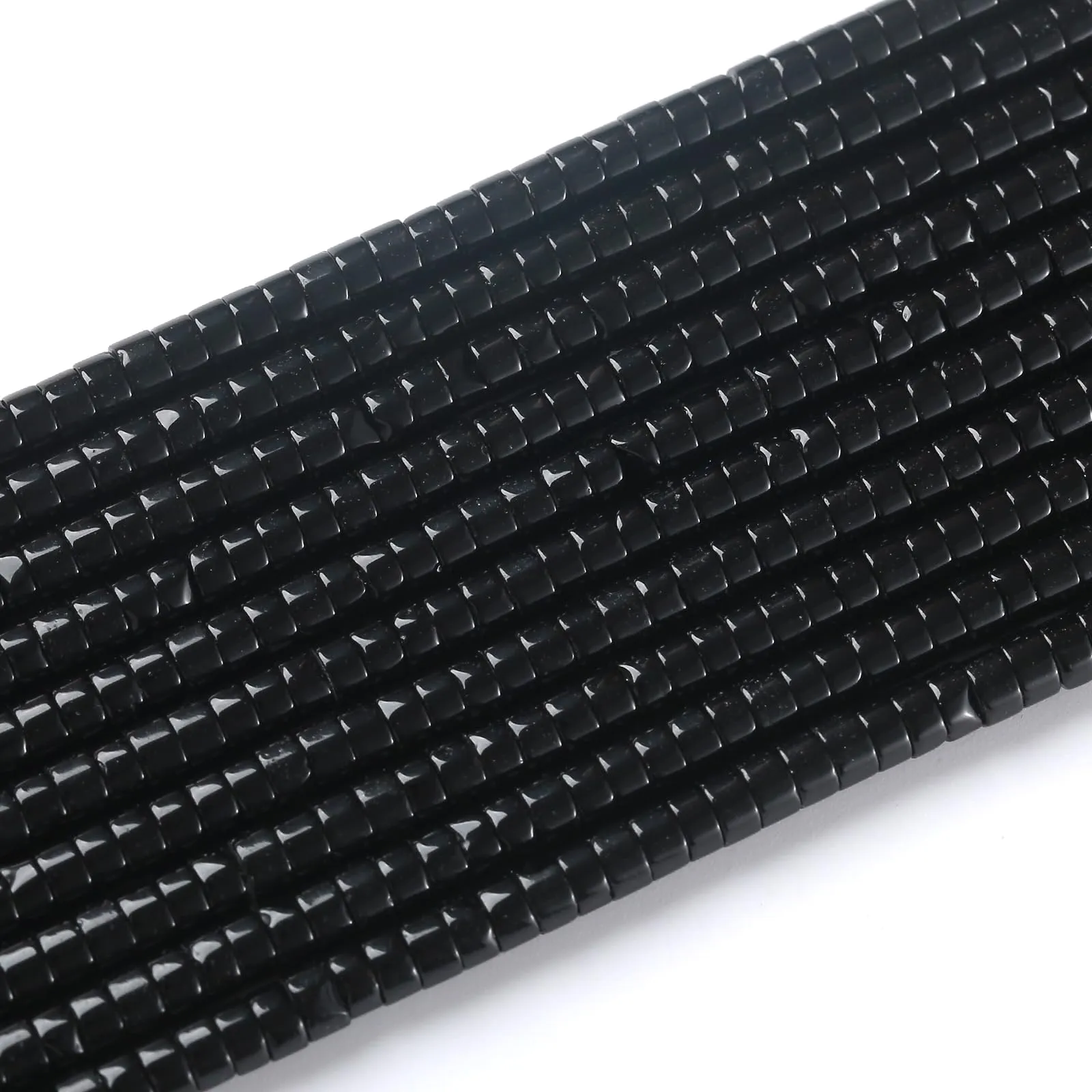 ZXYMLZI 150 Perline in Agata Nera Naturale, 2x4 mm, Forma a Tubo Cilindrica - immagine 4