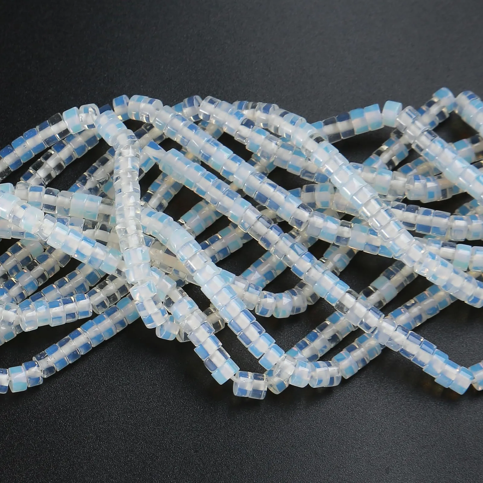 ZXYMLZI Opale Bianco Naturale Perle a Tubo 2x4mm AA41 - immagine 2