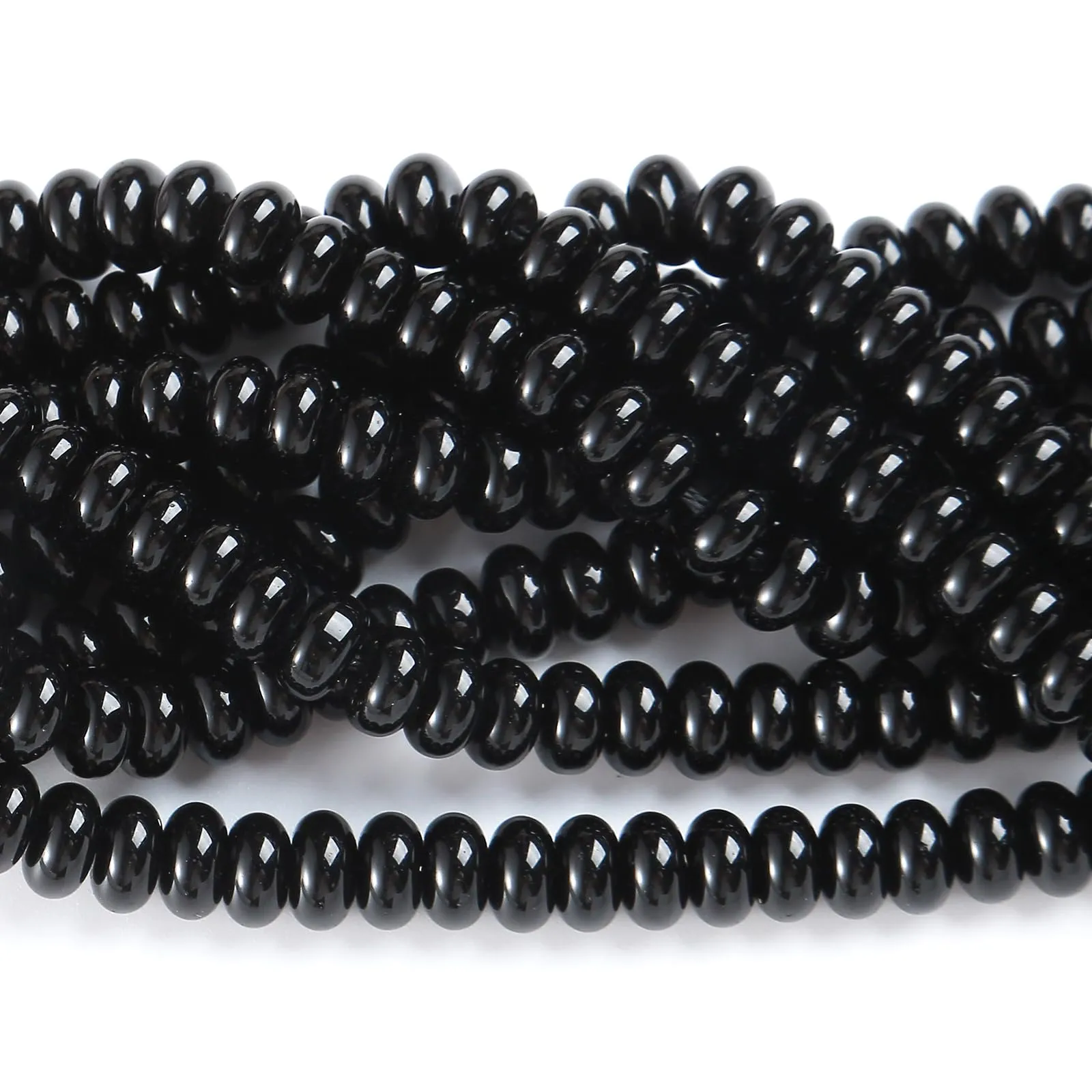ZXYMLZI 76pcs 5x8mm Natural Black Agate Rondelle Abacus Disk Beads for Jewelry Making - immagine 2