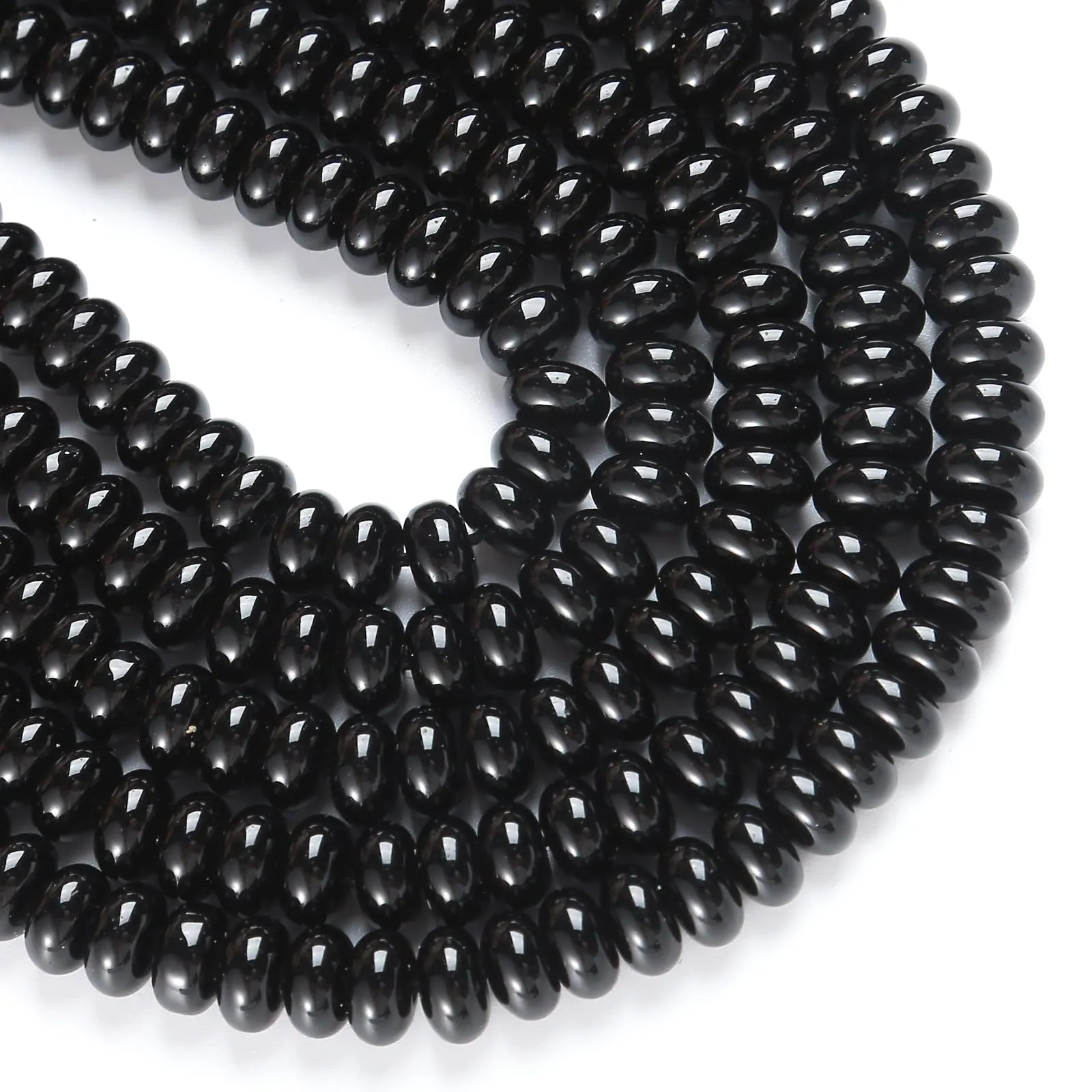 ZXYMLZI 76pcs 5x8mm Natural Black Agate Rondelle Abacus Disk Beads for Jewelry Making - immagine 3