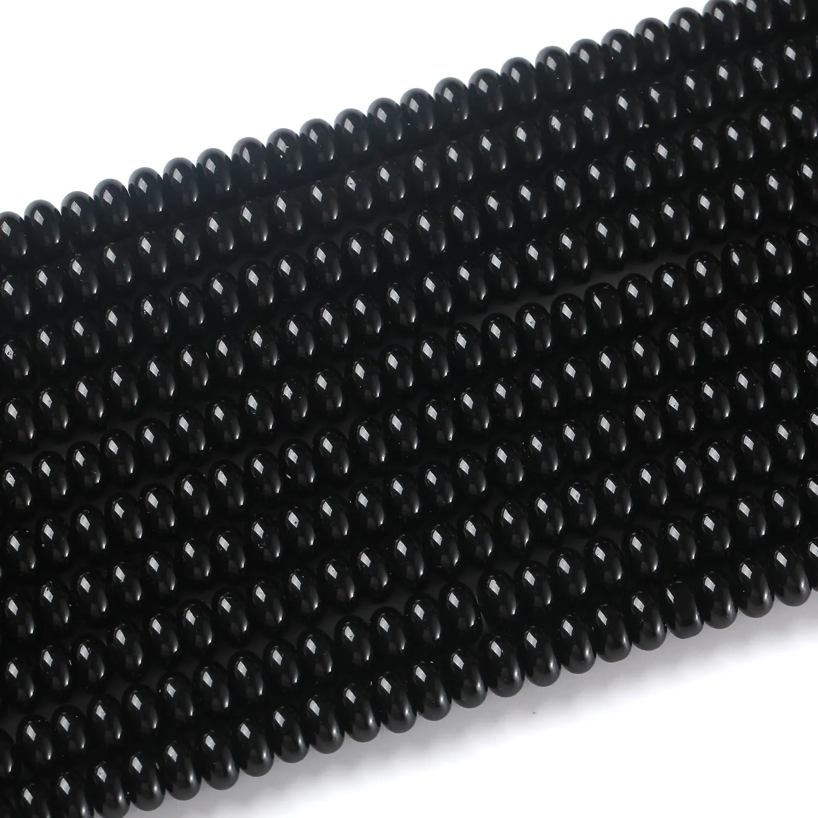 ZXYMLZI 76pcs 5x8mm Natural Black Agate Rondelle Abacus Disk Beads for Jewelry Making - immagine 4