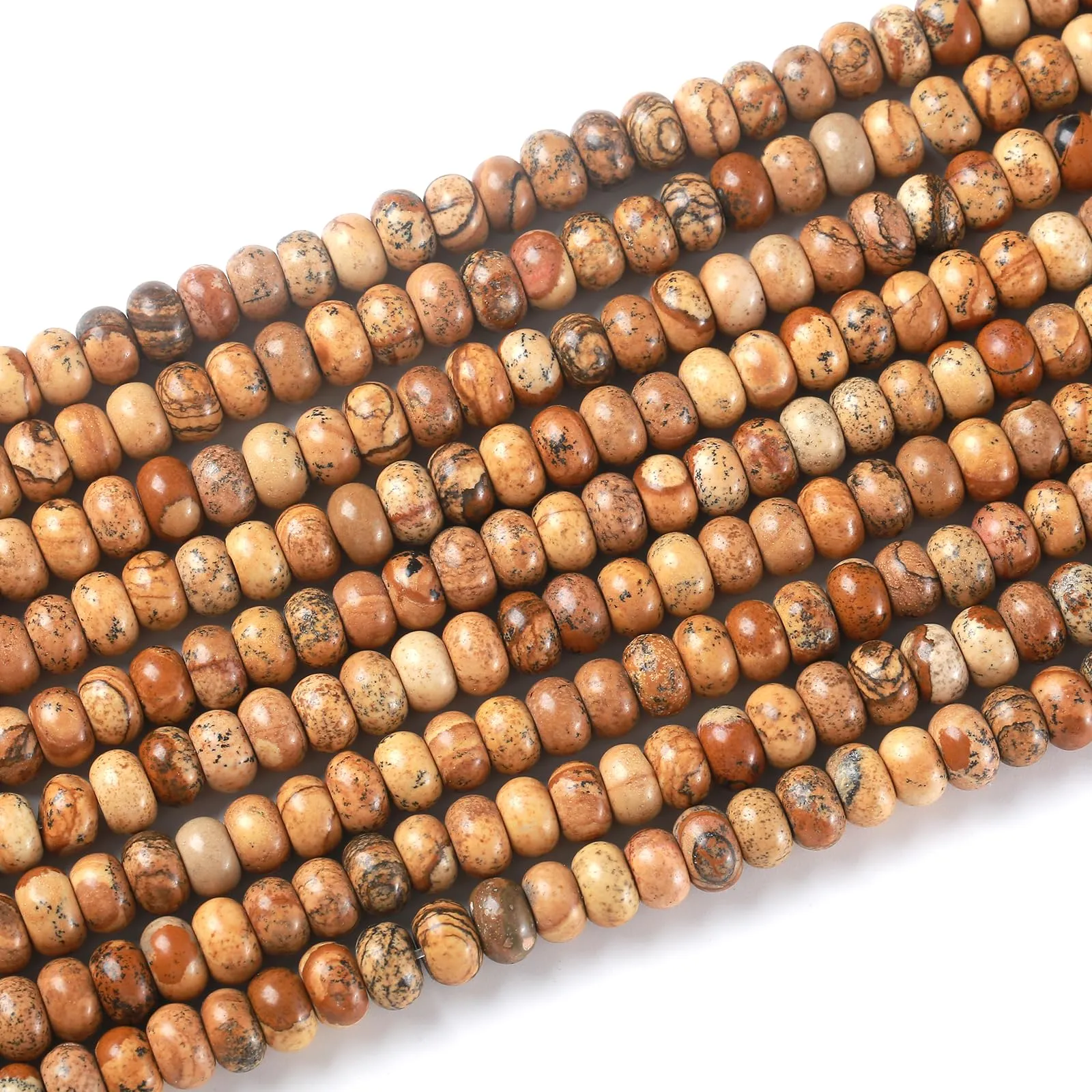 ZXYMLZI Perline Distanziatrici in Pietra Naturale Diaspro, 5 x 8 mm, 76 Pezzi - immagine 2