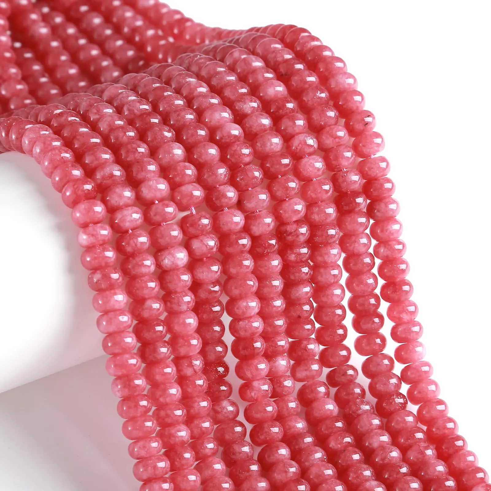 ZXYMLZI Perline in Giada Rosa Naturale, 5 x 8 mm, 76 Pezzi - immagine 1