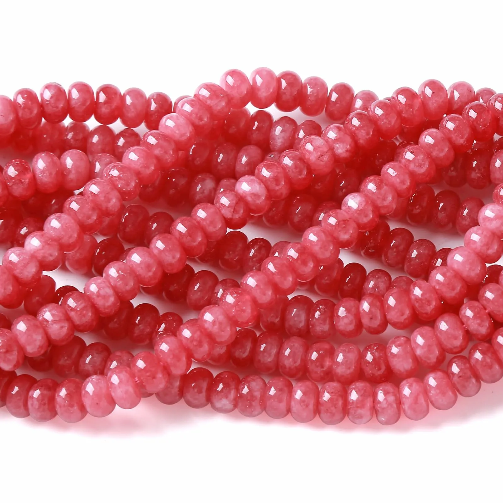 ZXYMLZI Perline in Giada Rosa Naturale, 5 x 8 mm, 76 Pezzi - immagine 2