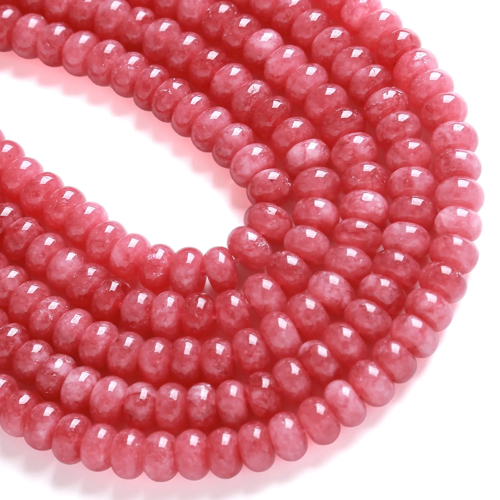 ZXYMLZI Perline in Giada Rosa Naturale, 5 x 8 mm, 76 Pezzi - immagine 3
