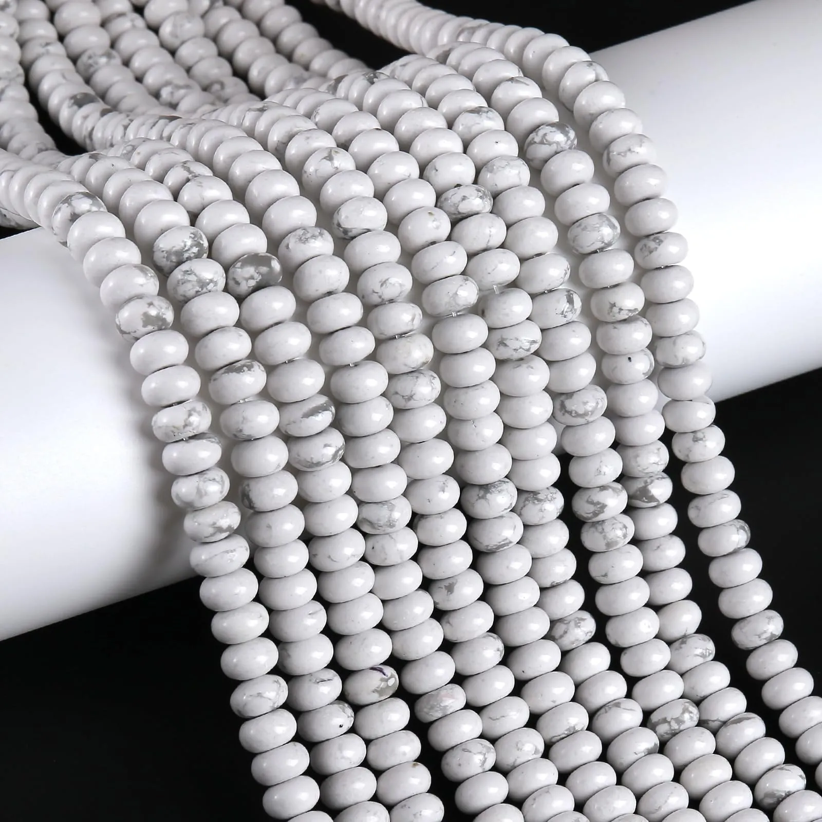 ZXYMLZI 76 Perline Distanziatrici in Howlite Bianca, 5 x 8 mm, per Creazione di Gioielli - immagine 1