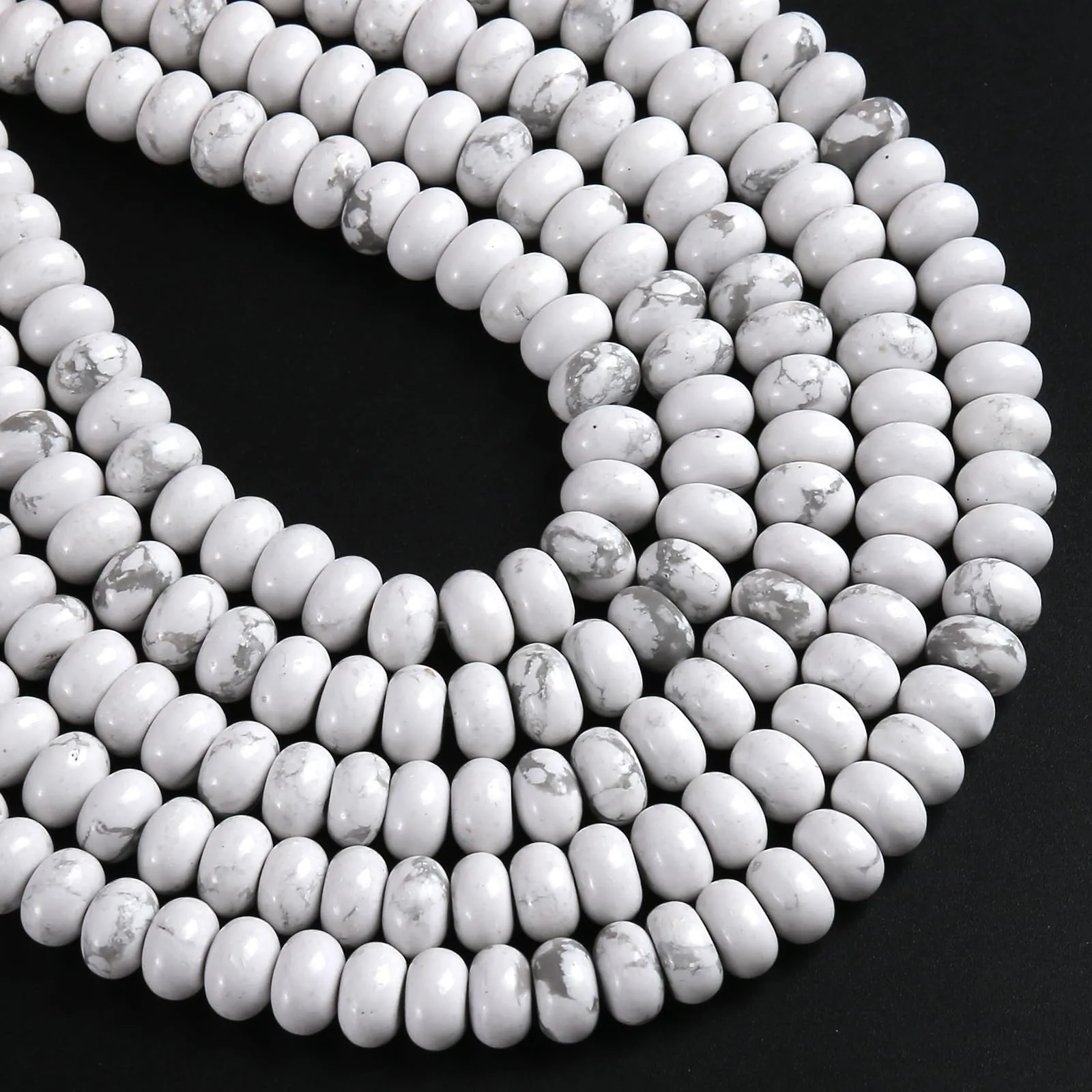 ZXYMLZI 76 Perline Distanziatrici in Howlite Bianca, 5 x 8 mm, per Creazione di Gioielli - immagine 2