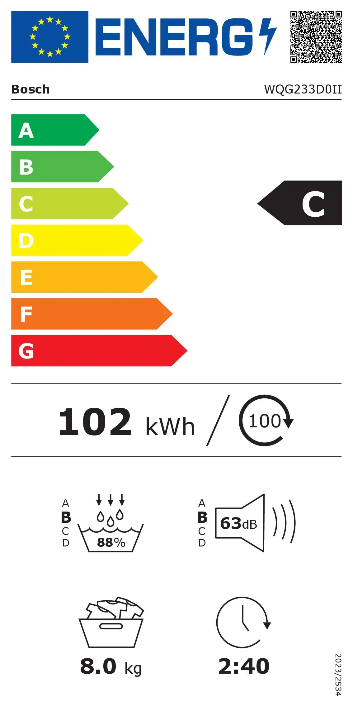 Bosch Serie 6 WQG233D0II Asciugatrice a pompa di calore 8kg Bianco - immagine 13