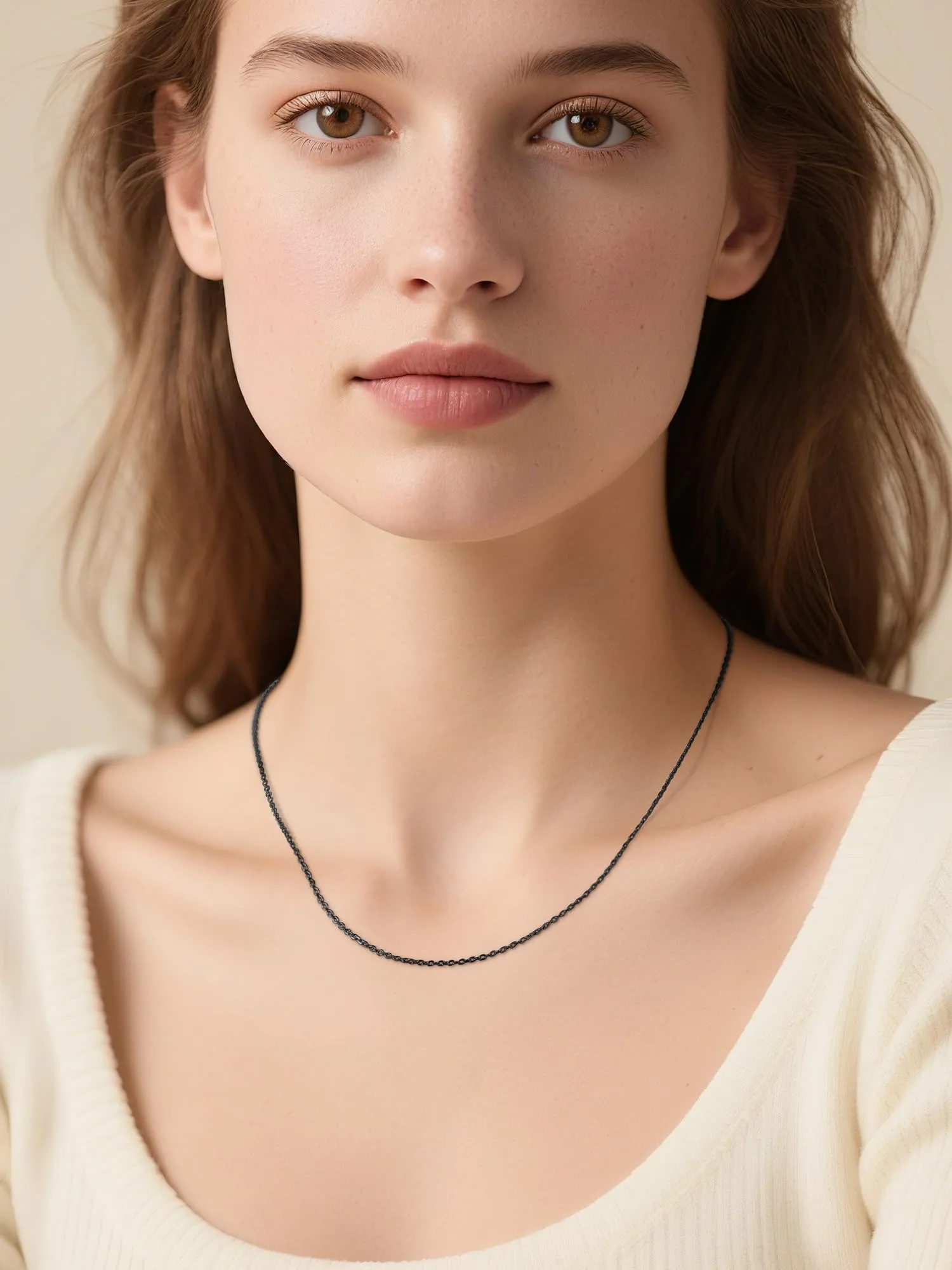 FaithHeart Collana Sottile in Acciaio Inossidabile Nero 1.4mm 40cm - immagine 6