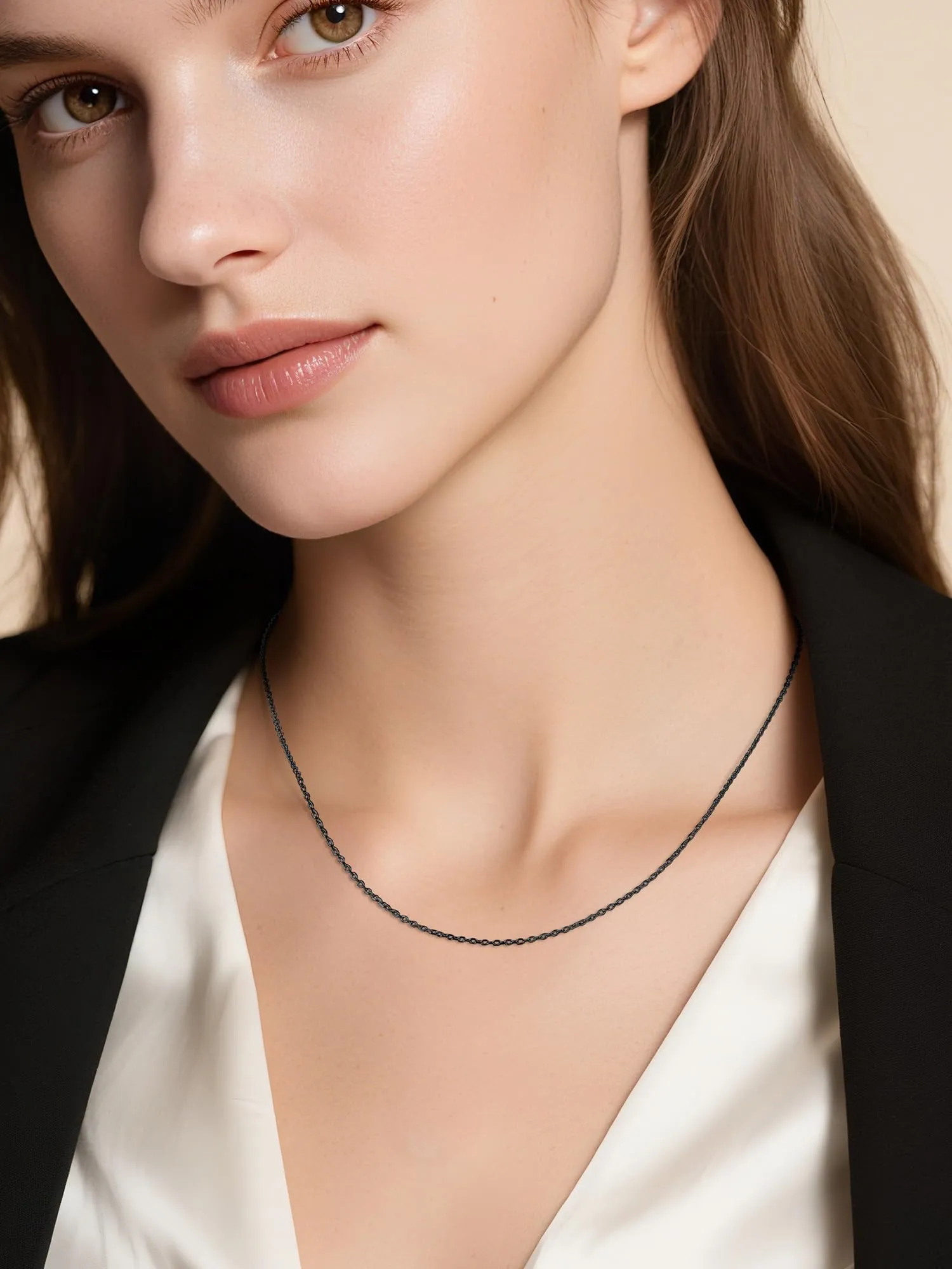FaithHeart Collana Sottile in Acciaio Inossidabile Nero 1.4mm 50cm - immagine 2