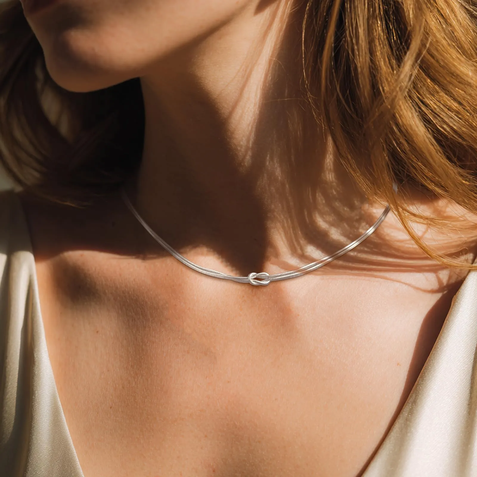 J.Fée Collana Argento 925 Nodo d'Amore Infinito per Donna e Coppia, 45cm - immagine 3