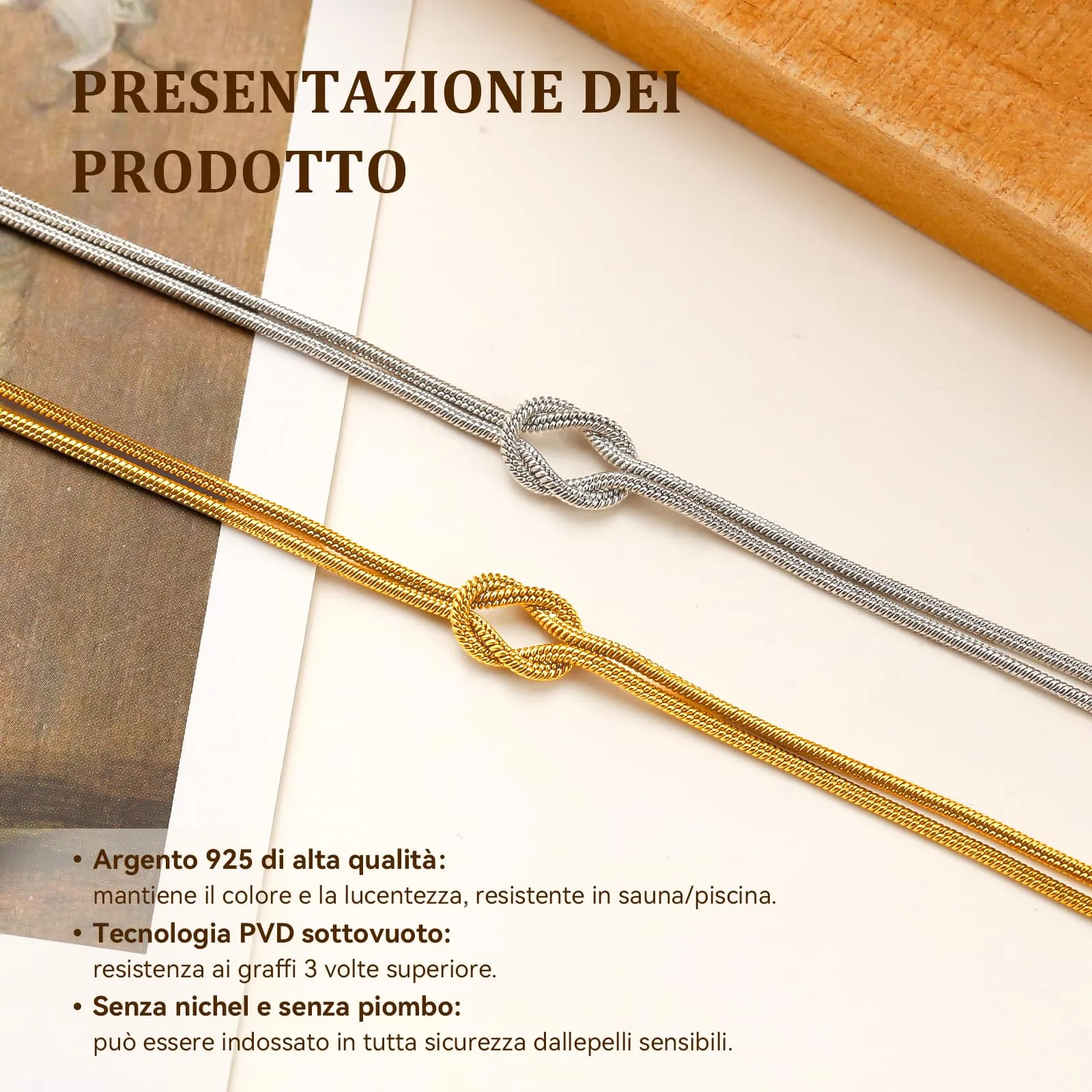 J.Fée Collana Argento 925 Nodo d'Amore Infinito per Donna e Coppia, 45cm - immagine 4
