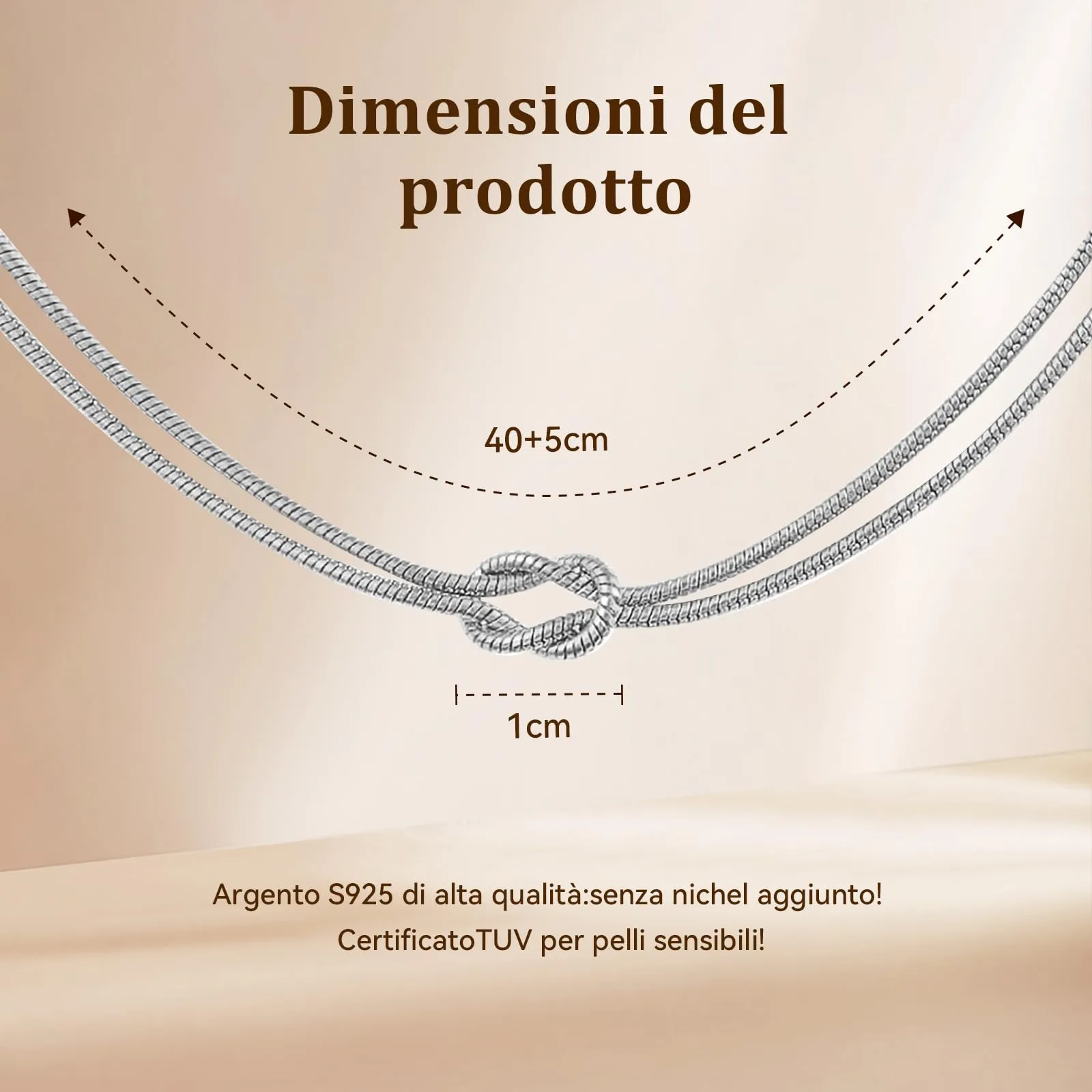 J.Fée Collana Argento 925 Nodo d'Amore Infinito per Donna e Coppia, 45cm - immagine 6