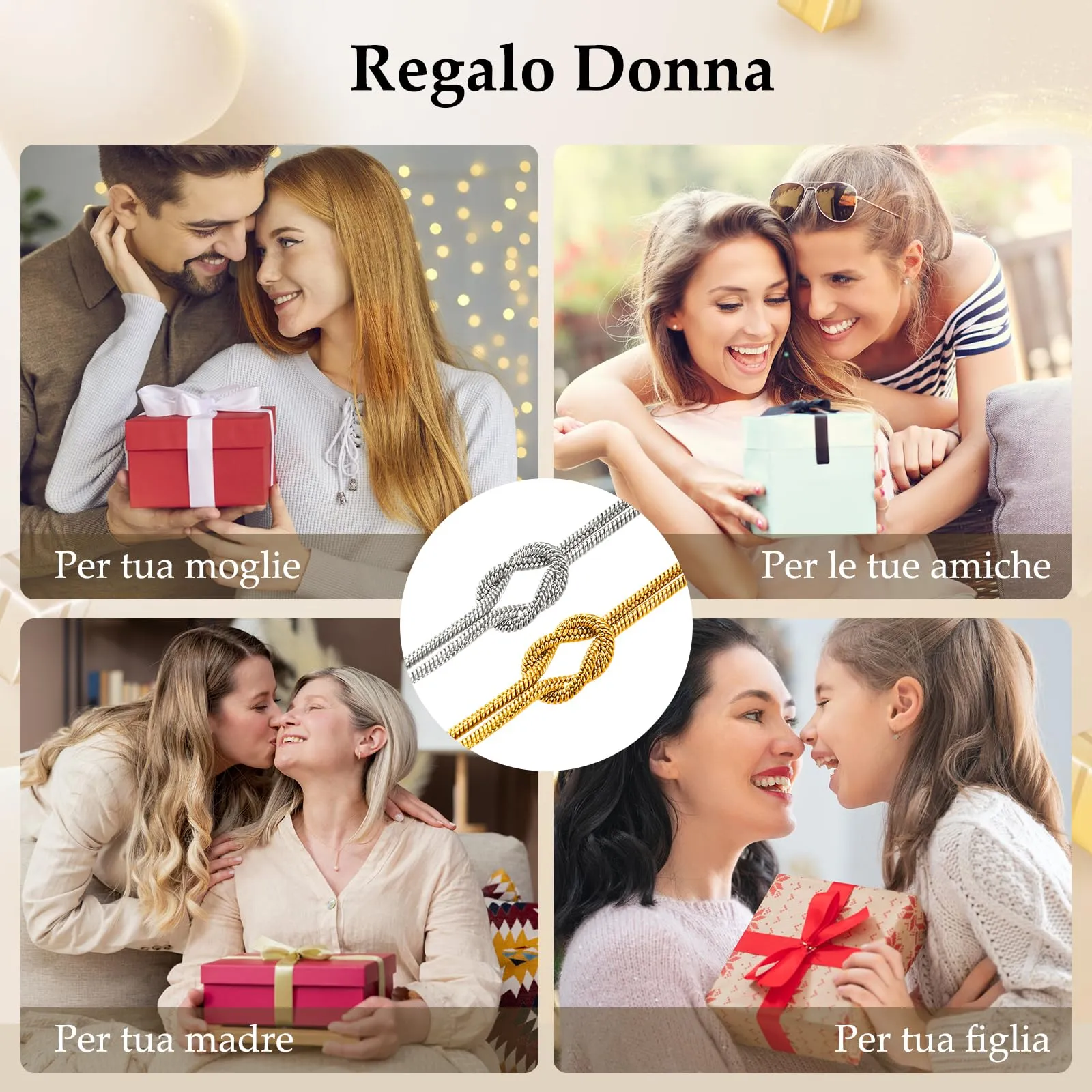J.Fée Collana Argento 925 Nodo d'Amore Infinito per Donna e Coppia, 45cm - immagine 7