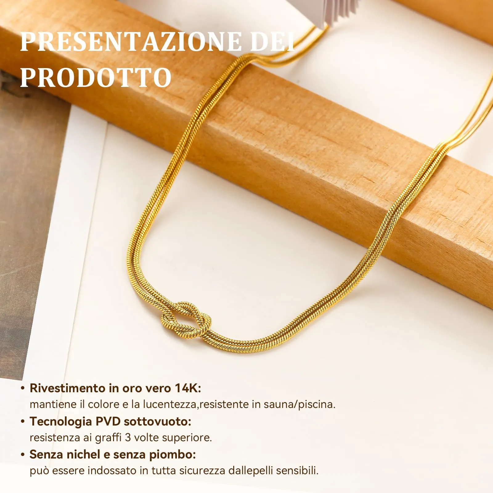 J.Fée Collana Nodo d'Amore in Argento S925, 45cm - immagine 4