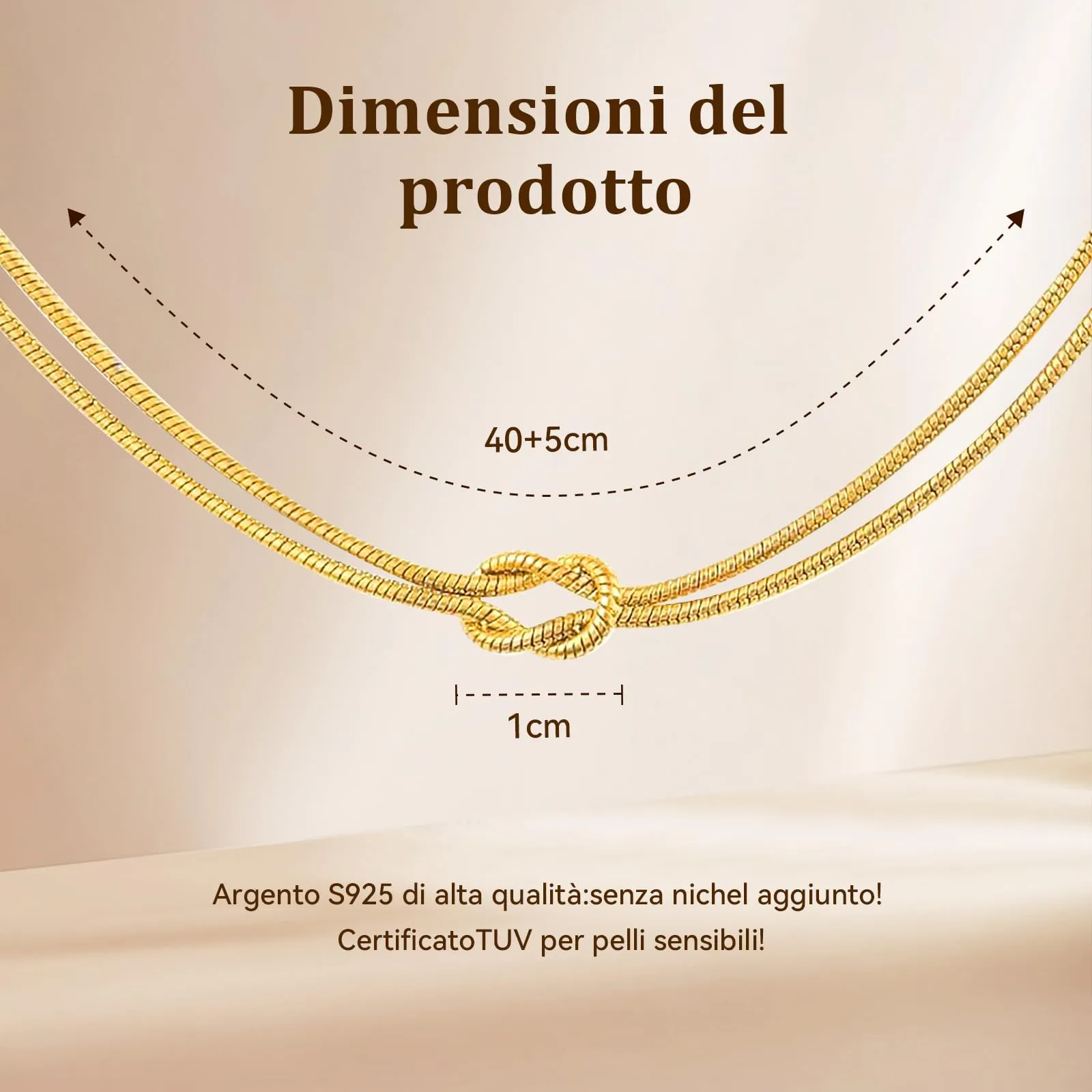J.Fée Collana Nodo d'Amore in Argento S925, 45cm - immagine 6