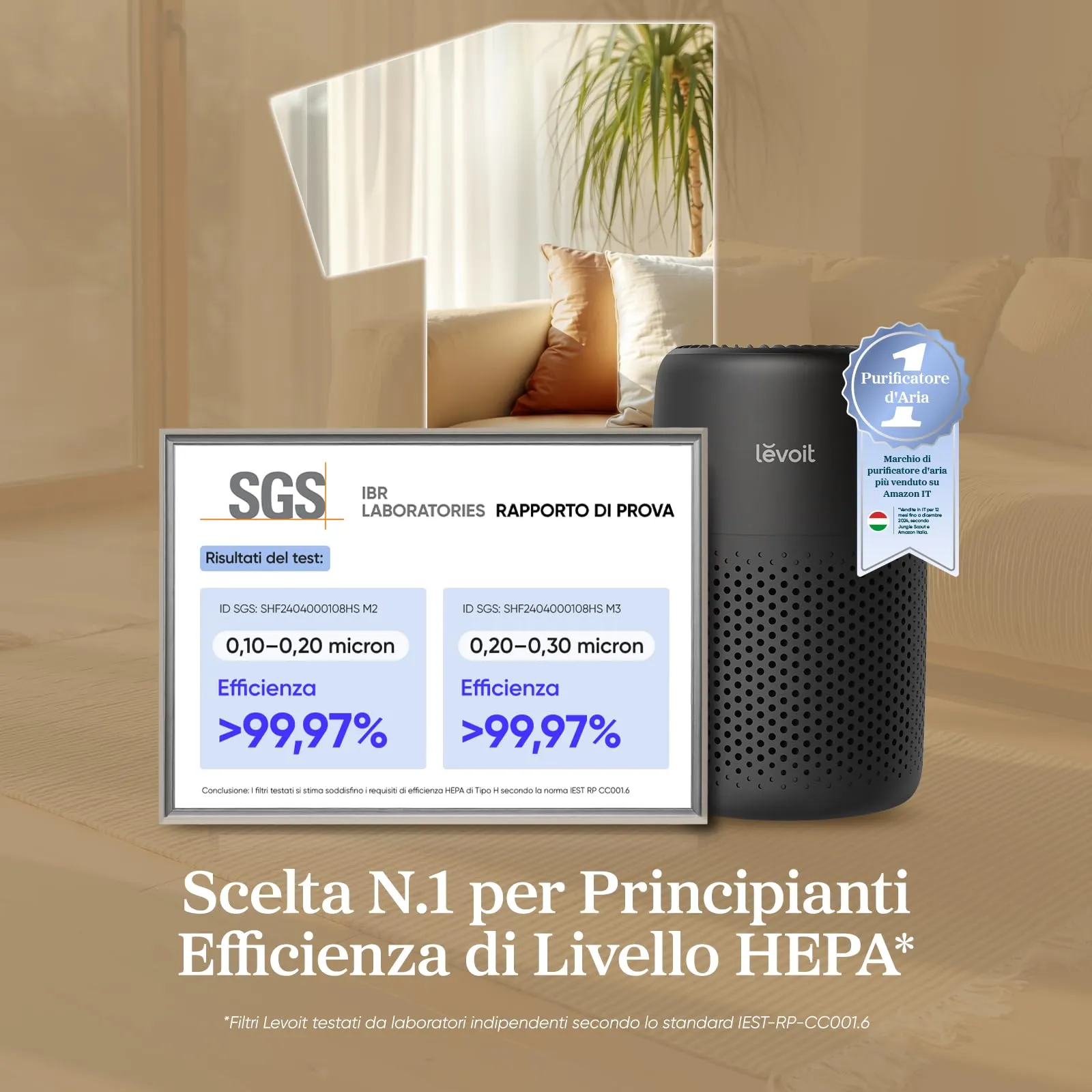 Levoit Core Mini Purificatore d'Aria con Filtro HEPA, Nero - immagine 2