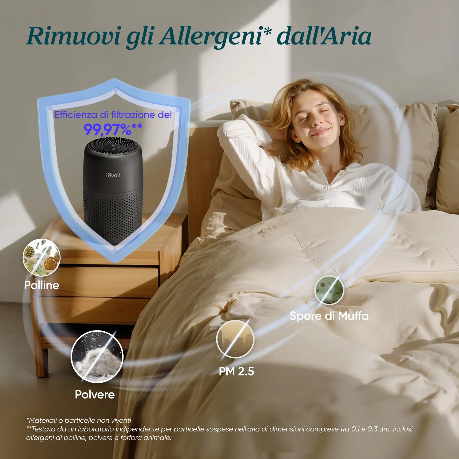 Levoit Core Mini Purificatore d'Aria con Filtro HEPA, Nero - immagine 3