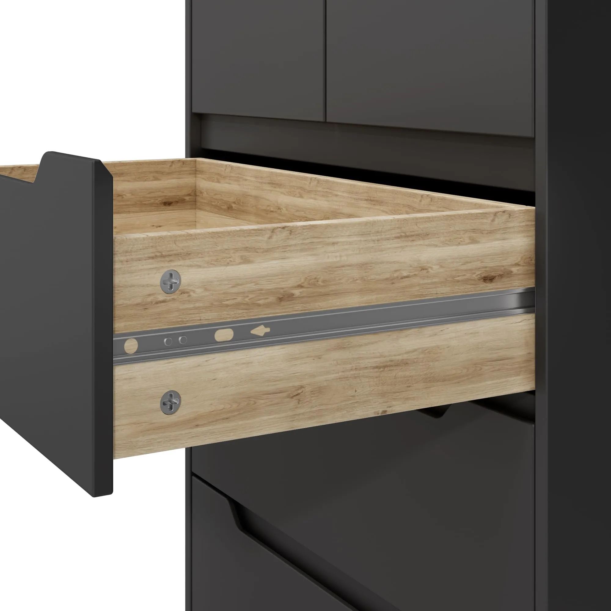 Blishom Cassettiera con 5 Cassetti, 94 x 72 x 41 cm, Nero - immagine 6