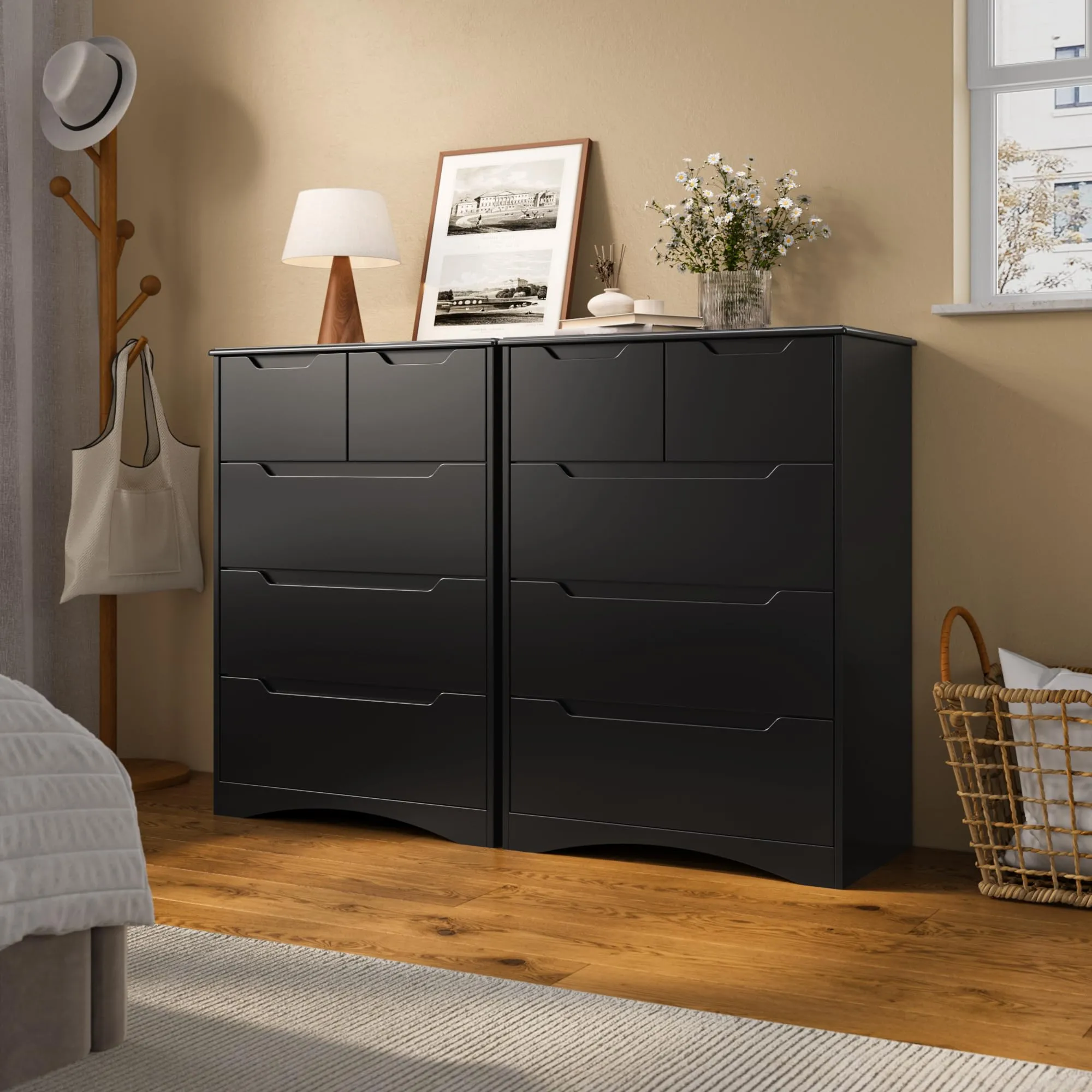 Blishom Cassettiera con 5 Cassetti, 94 x 72 x 41 cm, Nero - immagine 8