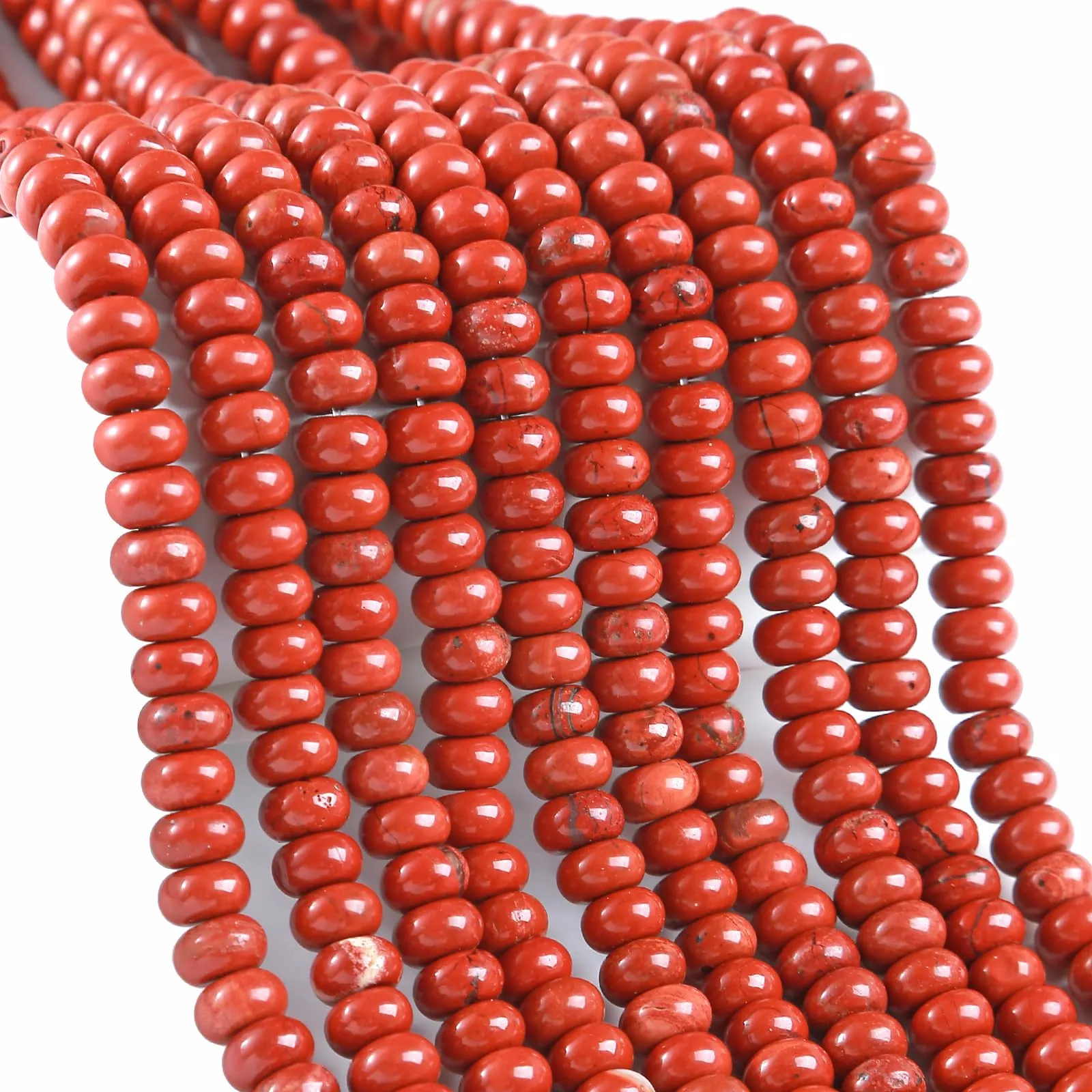 ZXYMLZI 76pcs 5x8mm Chinese Red Jasper Natural Stone Rondelle Abacus Disk Beads for Jewelry Making - immagine 1