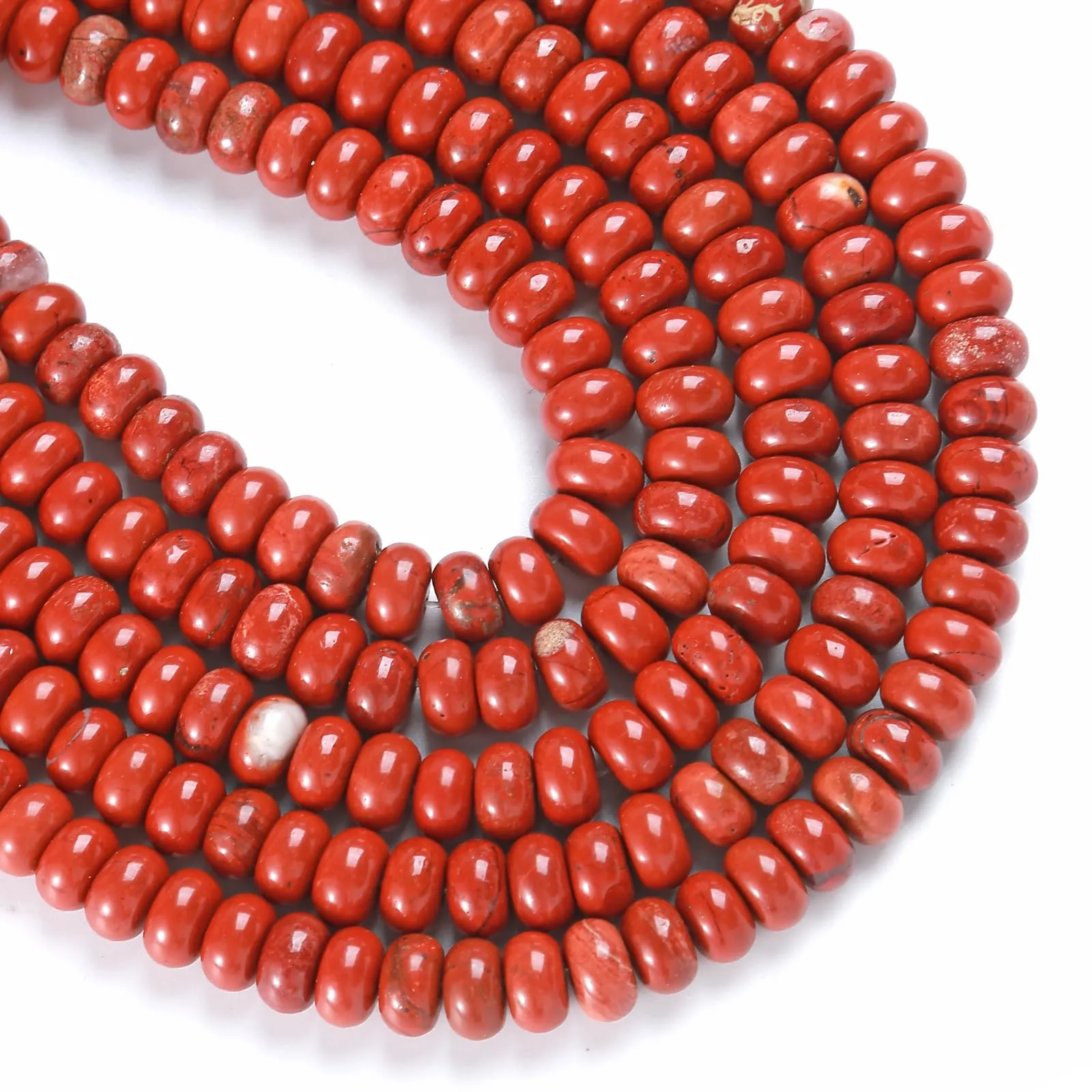 ZXYMLZI 76pcs 5x8mm Chinese Red Jasper Natural Stone Rondelle Abacus Disk Beads for Jewelry Making - immagine 3