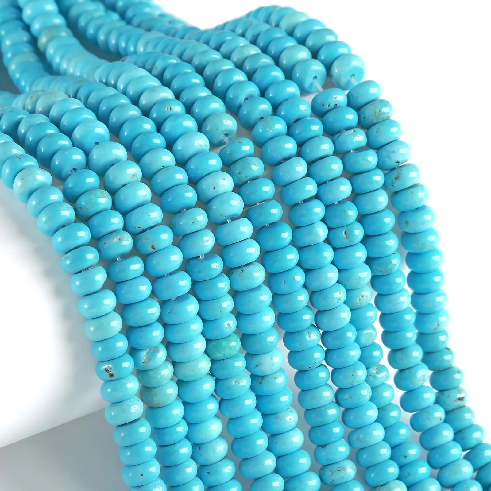 ZXYMLZI Perline Distanziatrici in Pietra Naturale Blu Turchese 5 x 8 mm, Disco di Abaco per Gioielli Fai da Te, 76 Pezzi - immagine 1