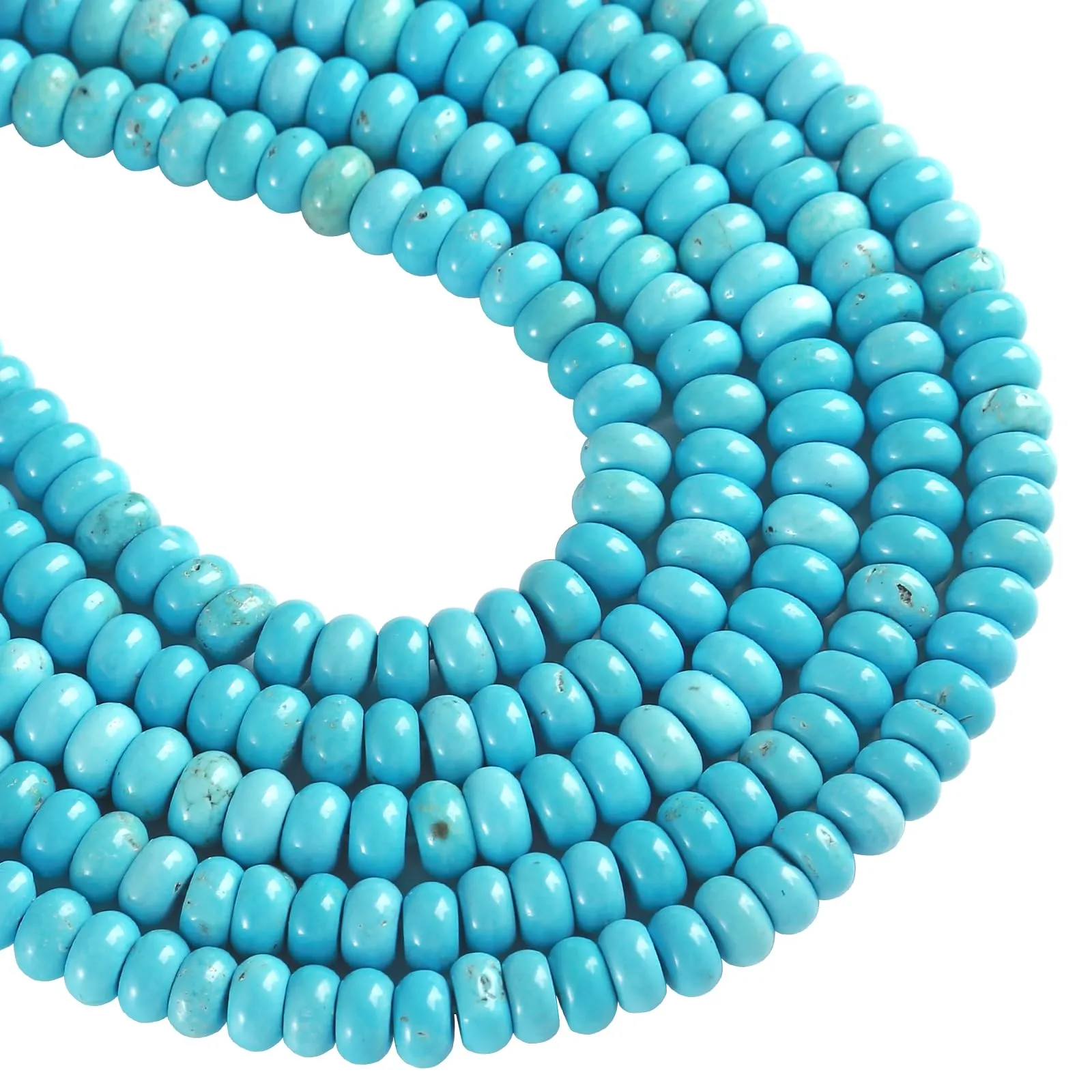 ZXYMLZI Perline Distanziatrici in Pietra Naturale Blu Turchese 5 x 8 mm, Disco di Abaco per Gioielli Fai da Te, 76 Pezzi - immagine 3