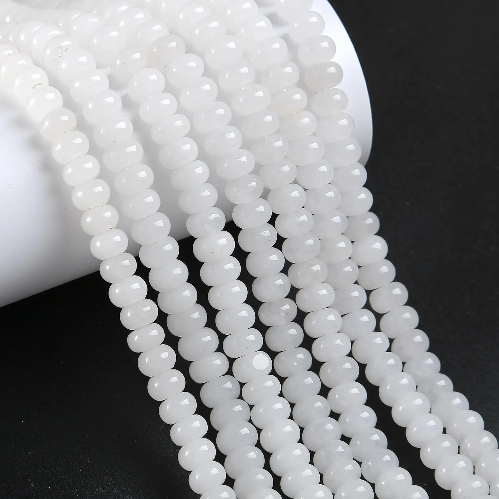 ZXYMLZI Perline in Giada Bianca Naturale, 5 x 8 mm, 76 Pezzi - immagine 2