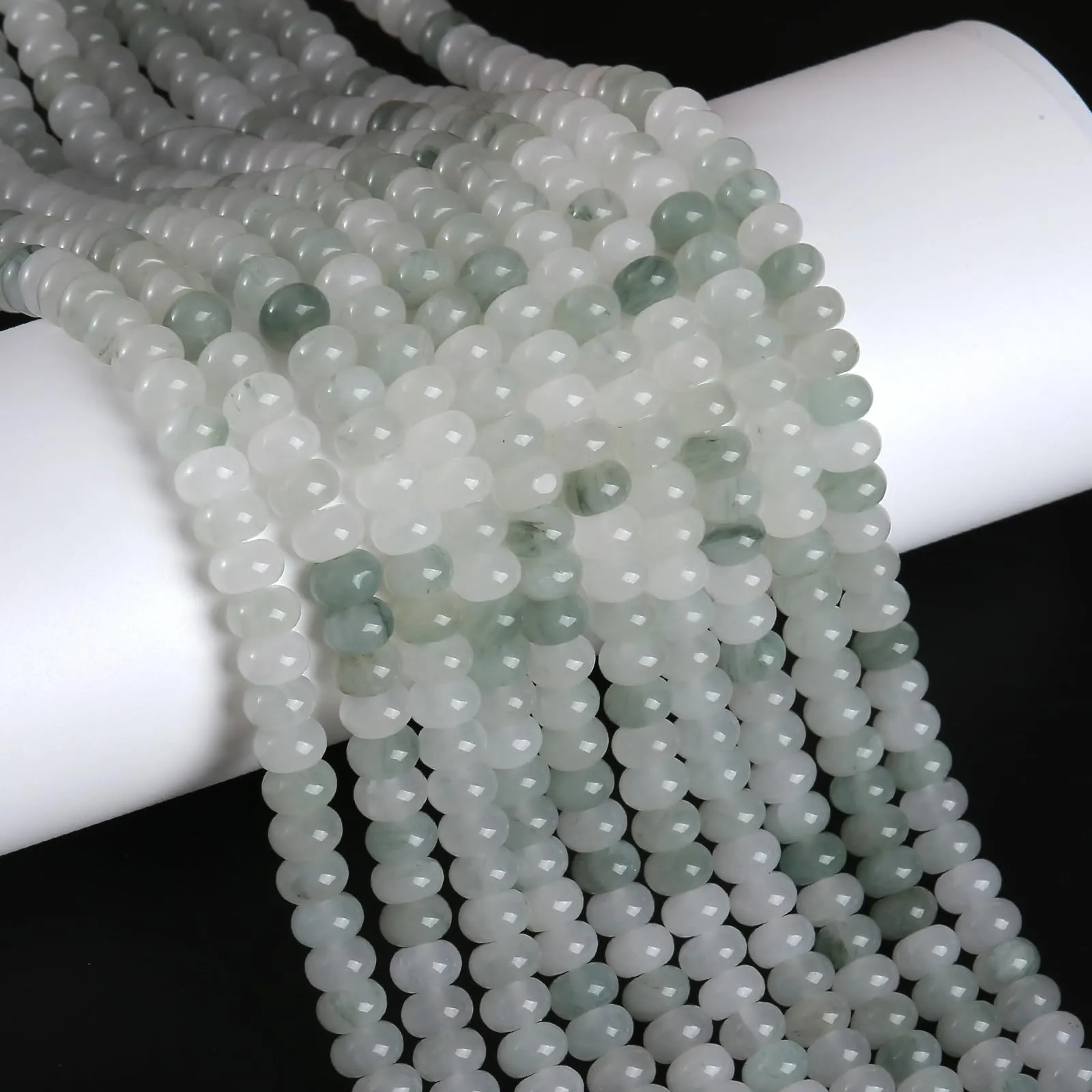 ZXYMLZI Perline Distanziali in Giada Verde Naturale, 5 x 8 mm, 76 Pezzi - immagine 1