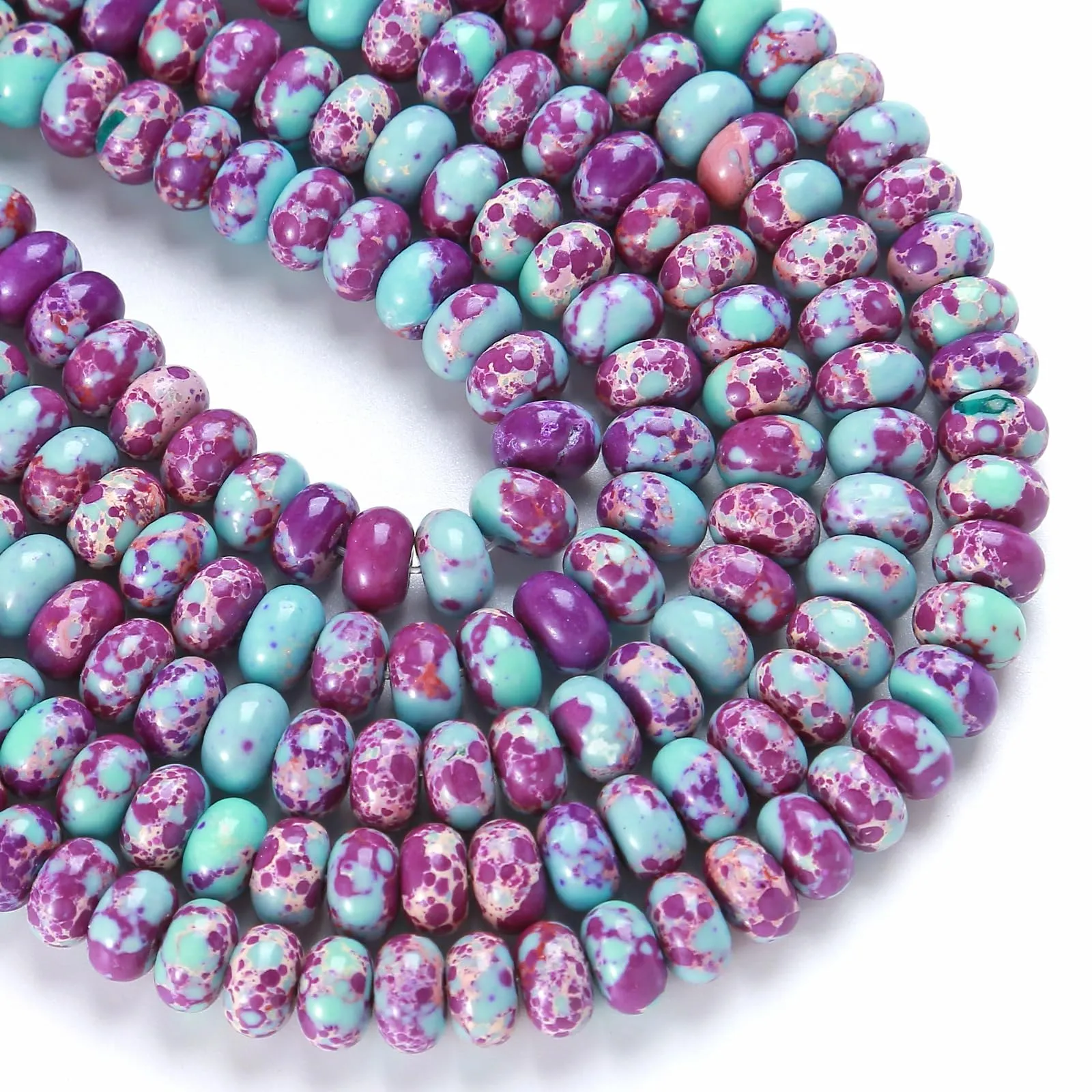 ZXYMLZI Diaspro Imperiale Galaxy Sea, 76 Perline Distanziatrici in Pietra Naturale 5x8 mm - immagine 2