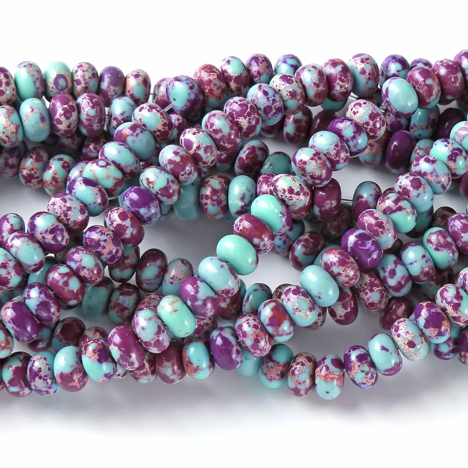 ZXYMLZI Diaspro Imperiale Galaxy Sea, 76 Perline Distanziatrici in Pietra Naturale 5x8 mm - immagine 3