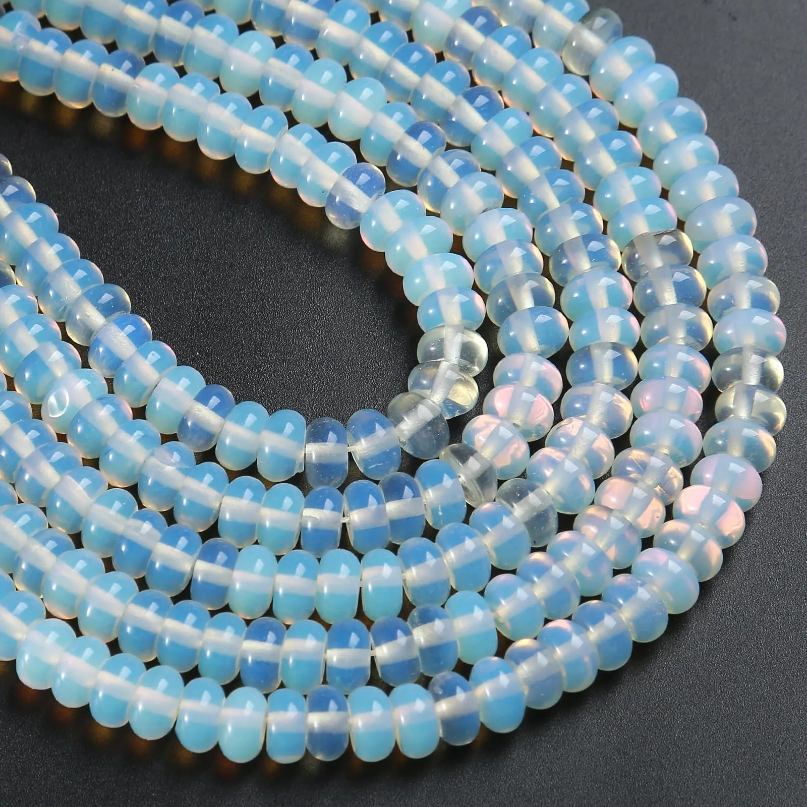ZXYMLZI Perline in Pietra Naturale Opale Bianca, 5 x 8 mm, 76 Pezzi - immagine 1