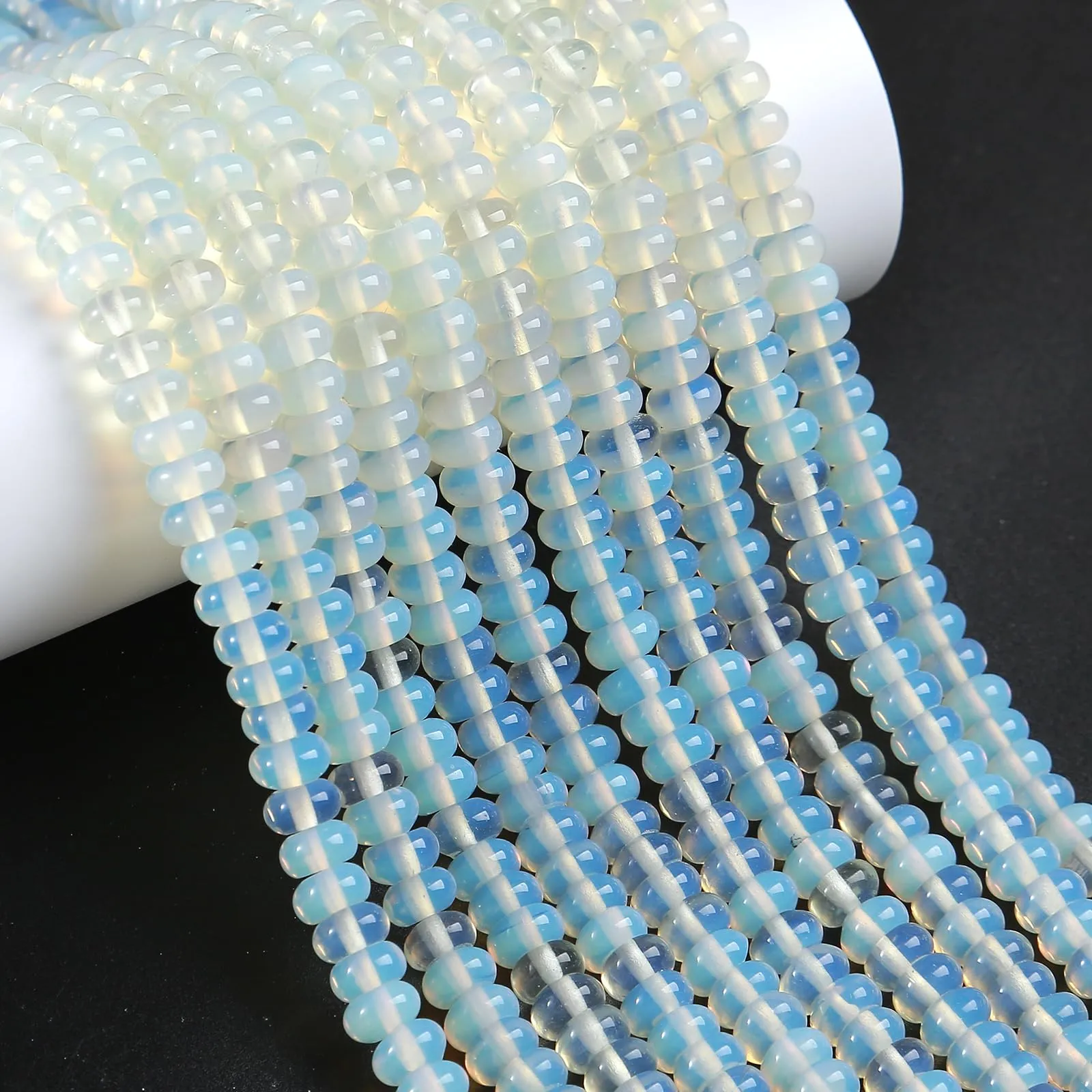 ZXYMLZI Perline in Pietra Naturale Opale Bianca, 5 x 8 mm, 76 Pezzi - immagine 3