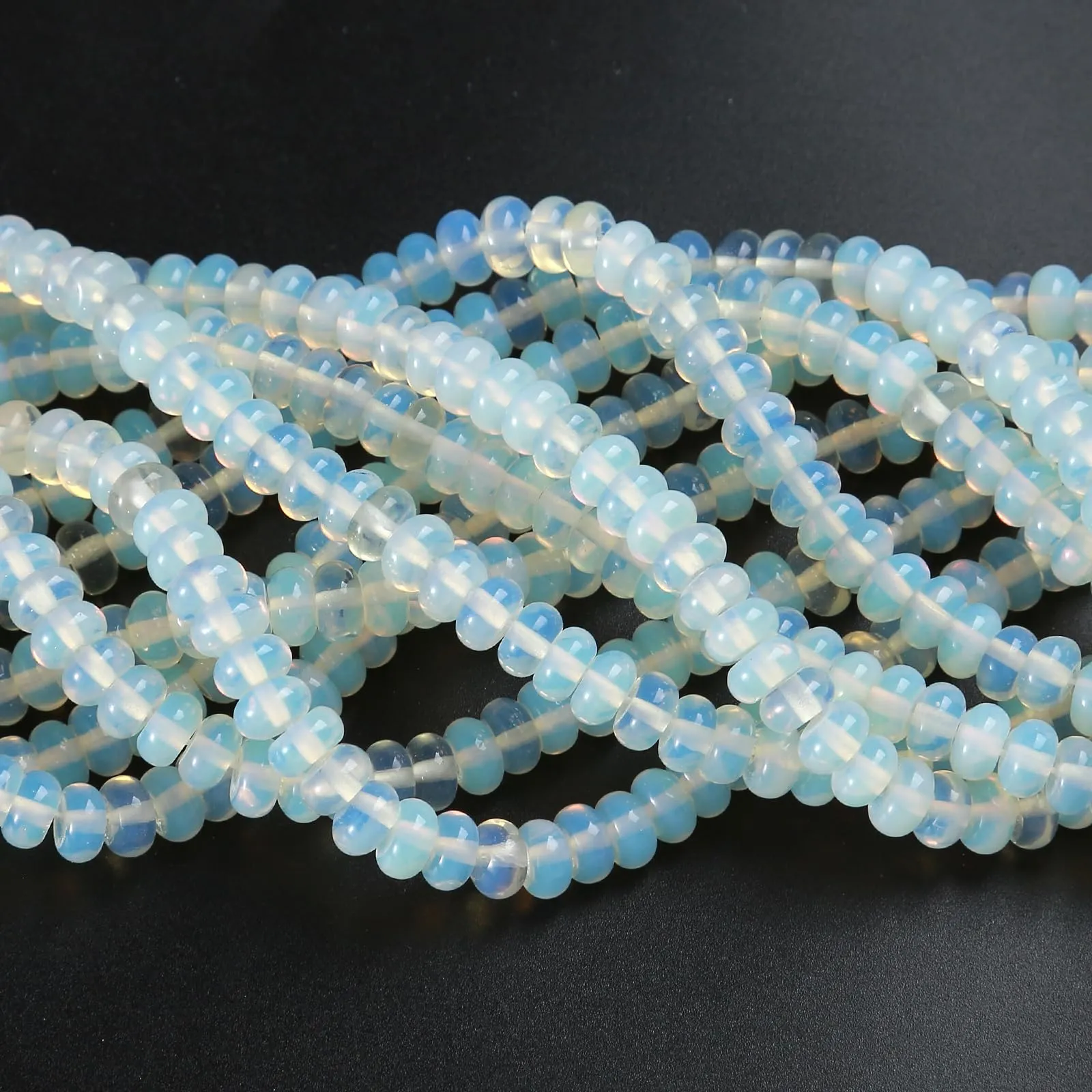 ZXYMLZI Perline in Pietra Naturale Opale Bianca, 5 x 8 mm, 76 Pezzi - immagine 4