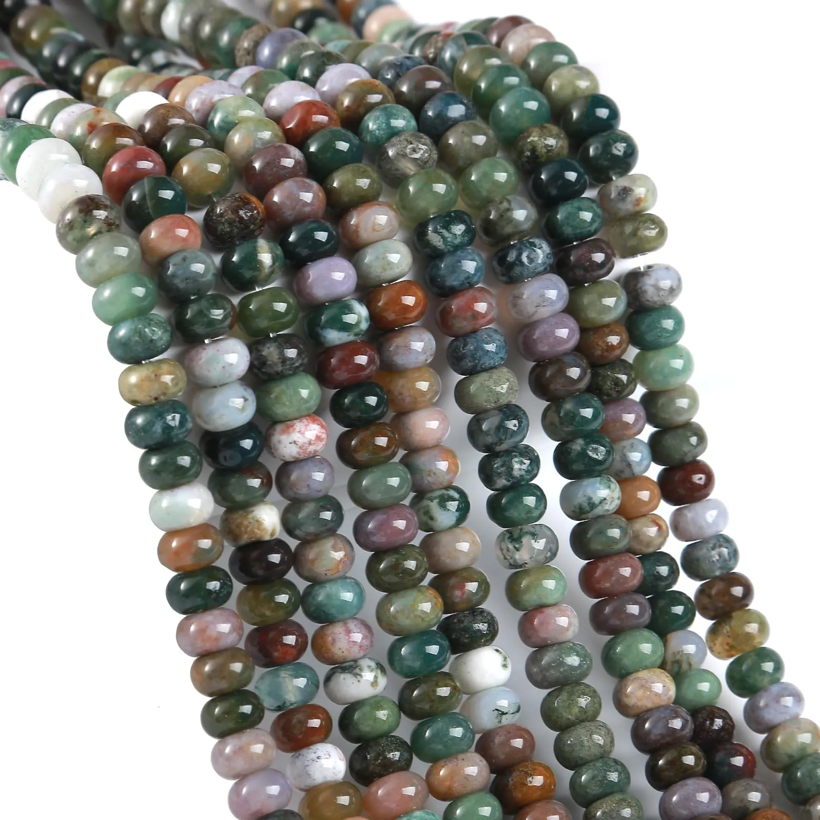 ZXYMLZI 76pcs 5x8mm Indian Agate Natural Stone Abacus Disk Rondelle Beads for Jewelry Making - immagine 1