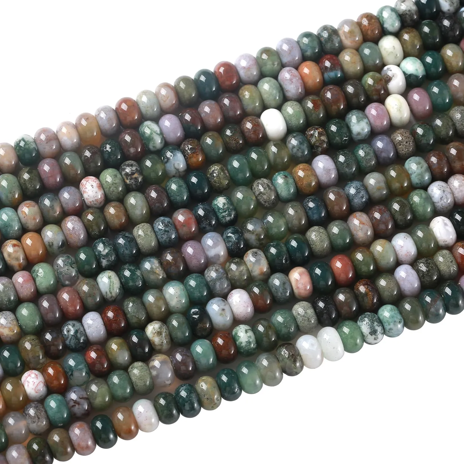 ZXYMLZI 76pcs 5x8mm Indian Agate Natural Stone Abacus Disk Rondelle Beads for Jewelry Making - immagine 2