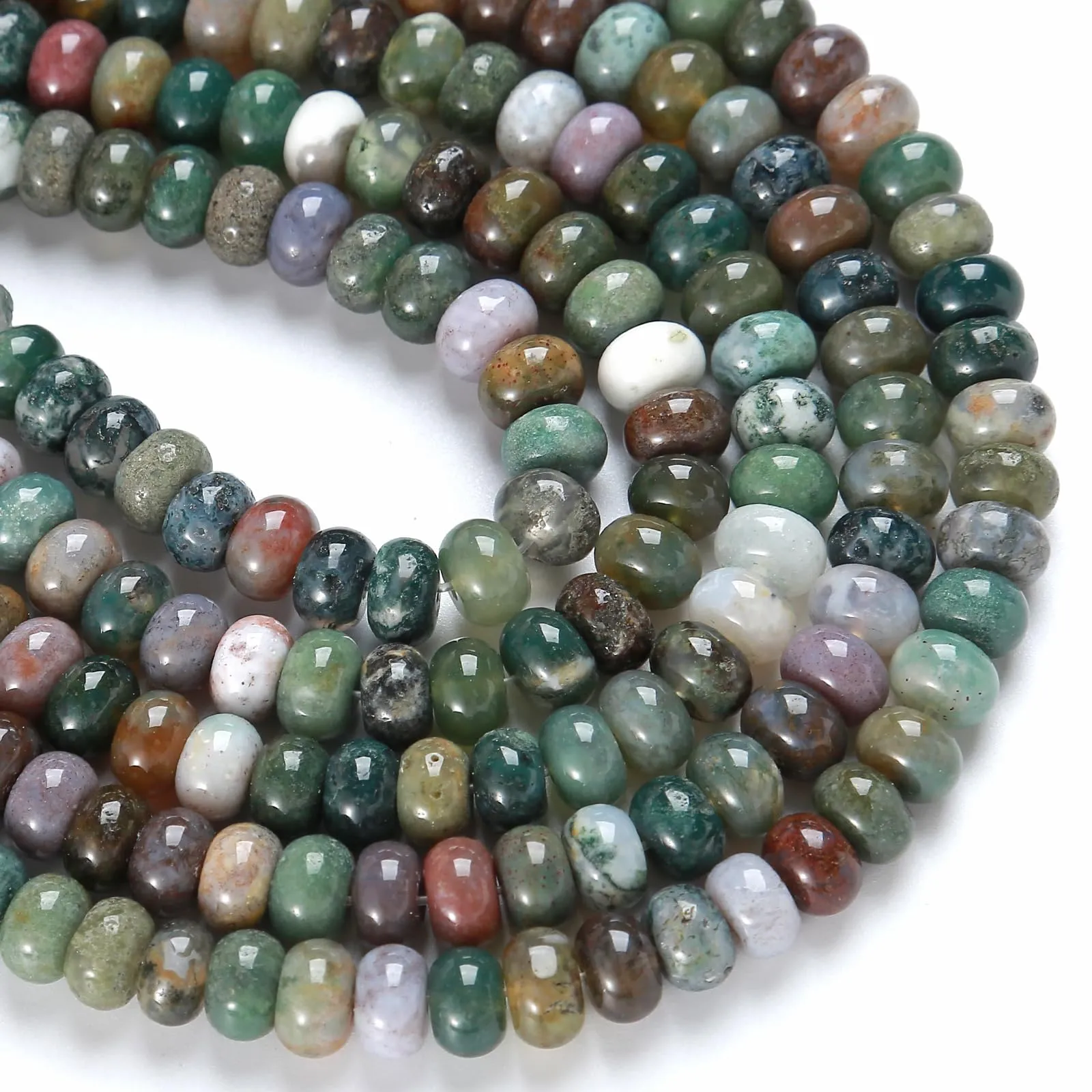 ZXYMLZI 76pcs 5x8mm Indian Agate Natural Stone Abacus Disk Rondelle Beads for Jewelry Making - immagine 4