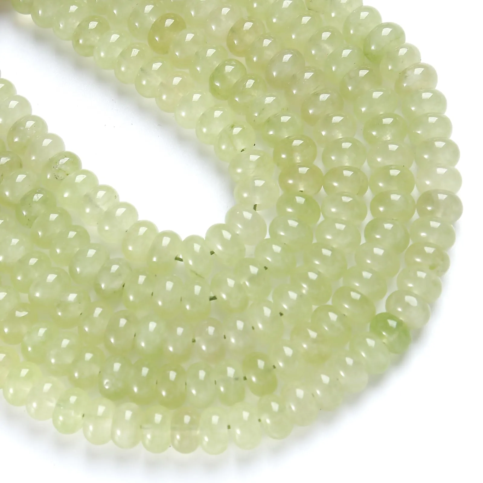 ZXYMLZI 76 Perline in Giada Prehnite Naturale, a Disco 5x8 mm per Gioielli e Fai da Te - immagine 2