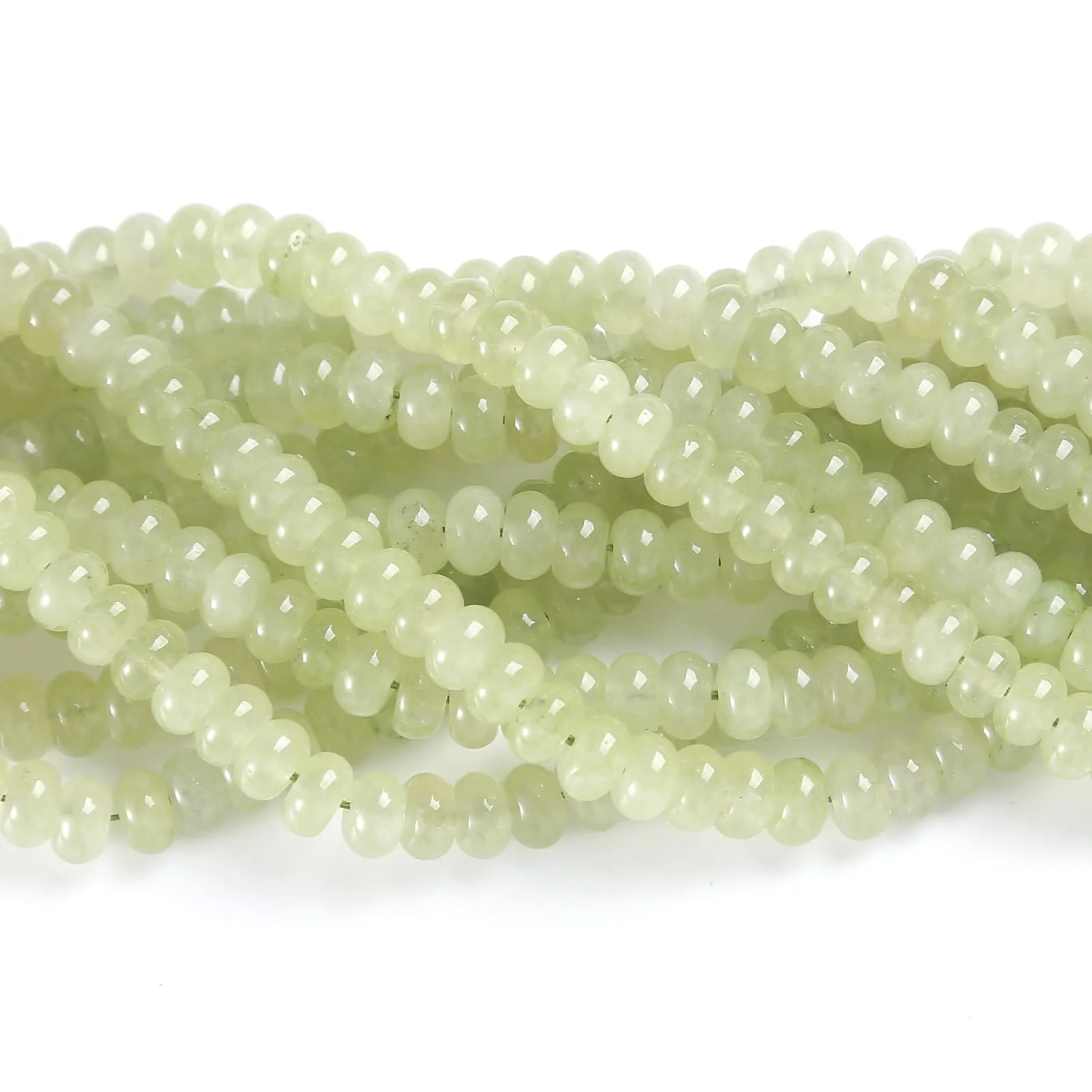 ZXYMLZI 76 Perline in Giada Prehnite Naturale, a Disco 5x8 mm per Gioielli e Fai da Te - immagine 3