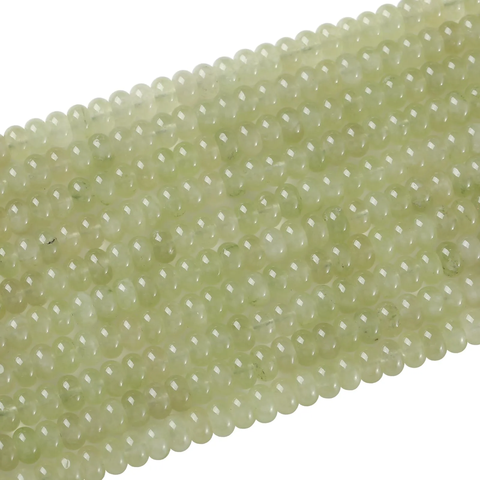 ZXYMLZI 76 Perline in Giada Prehnite Naturale, a Disco 5x8 mm per Gioielli e Fai da Te - immagine 4