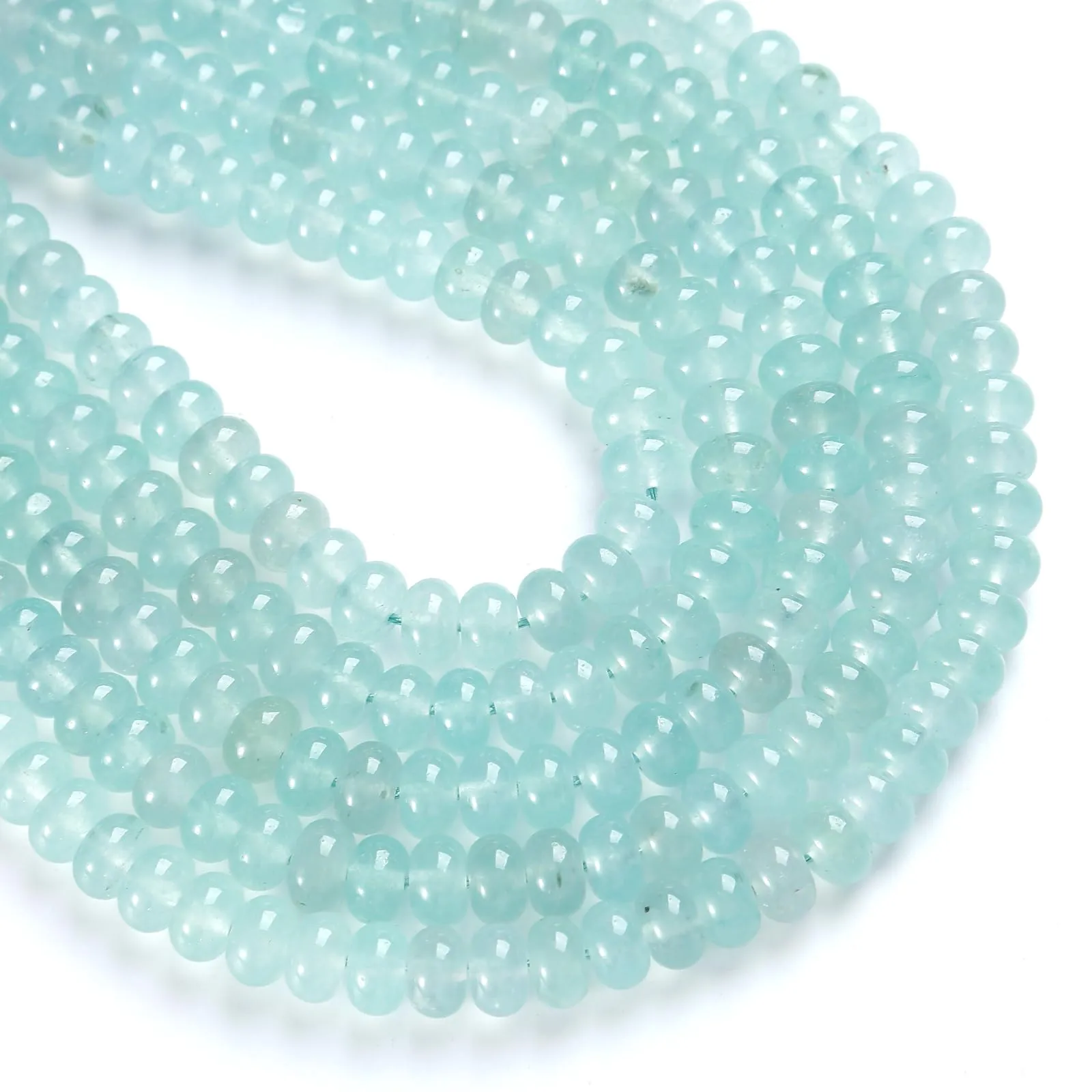ZXYMLZI 76 Perline Distanziatrici in Pietra Acquamarina Blu Chiaro Naturale, 5 x 8 mm - immagine 1
