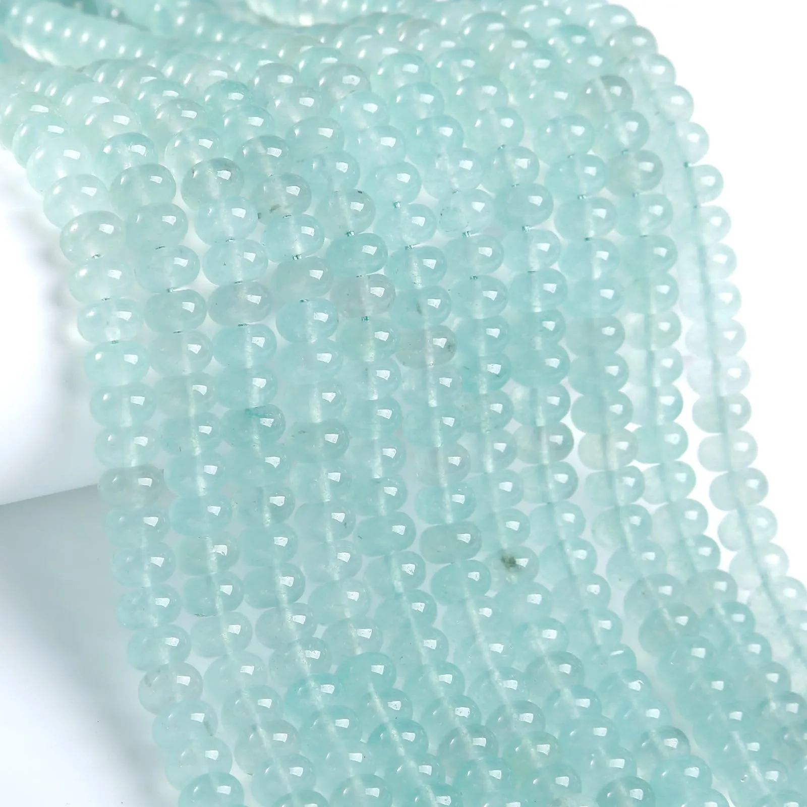 ZXYMLZI 76 Perline Distanziatrici in Pietra Acquamarina Blu Chiaro Naturale, 5 x 8 mm - immagine 2