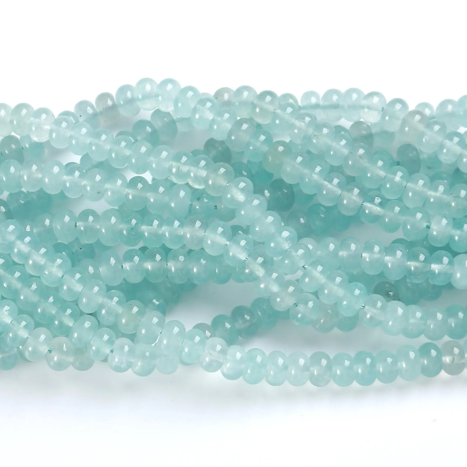 ZXYMLZI 76 Perline Distanziatrici in Pietra Acquamarina Blu Chiaro Naturale, 5 x 8 mm - immagine 3