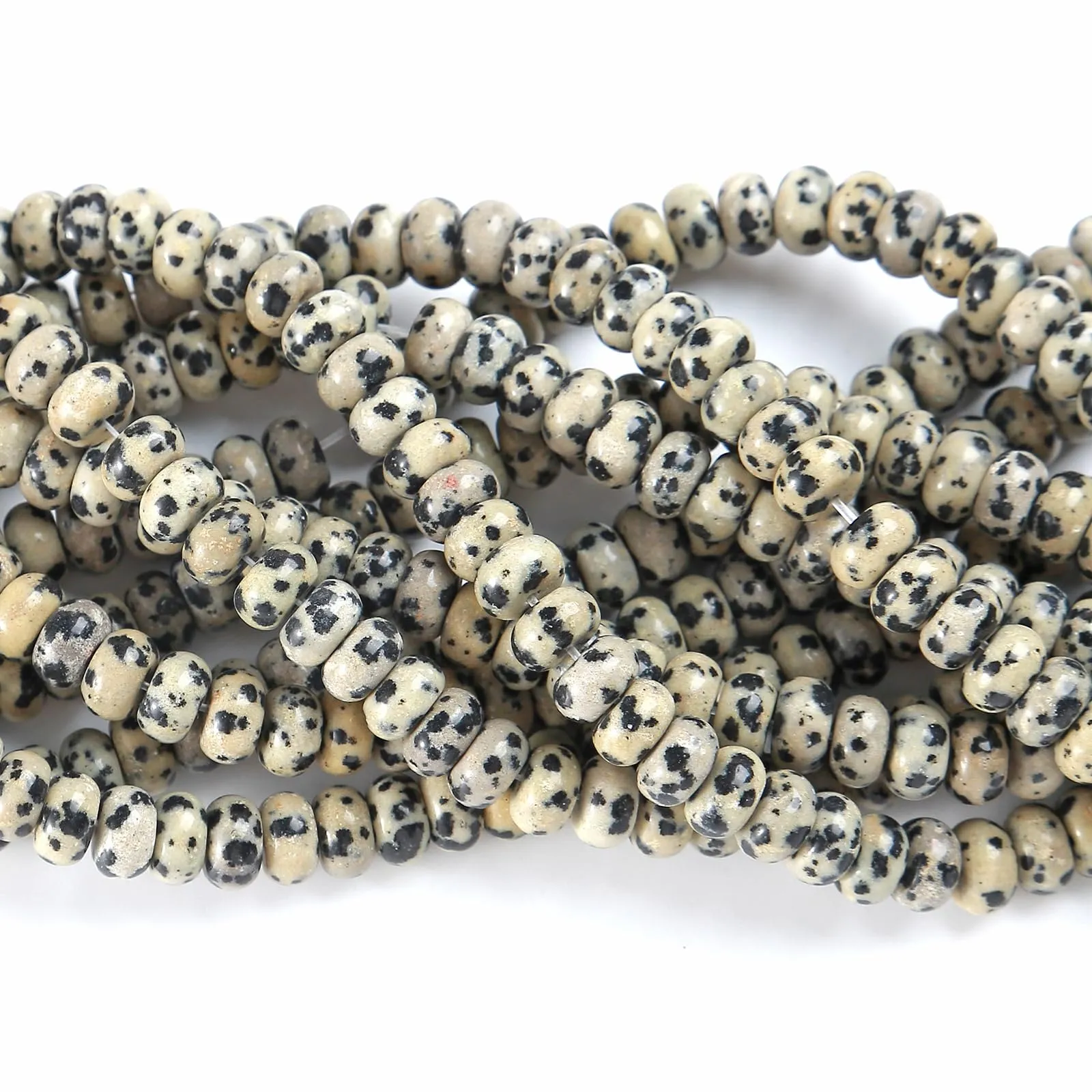 ZXYMLZI Perline in Diaspro Dalmata Naturale, 5 x 8 mm, 76 Pezzi - immagine 2