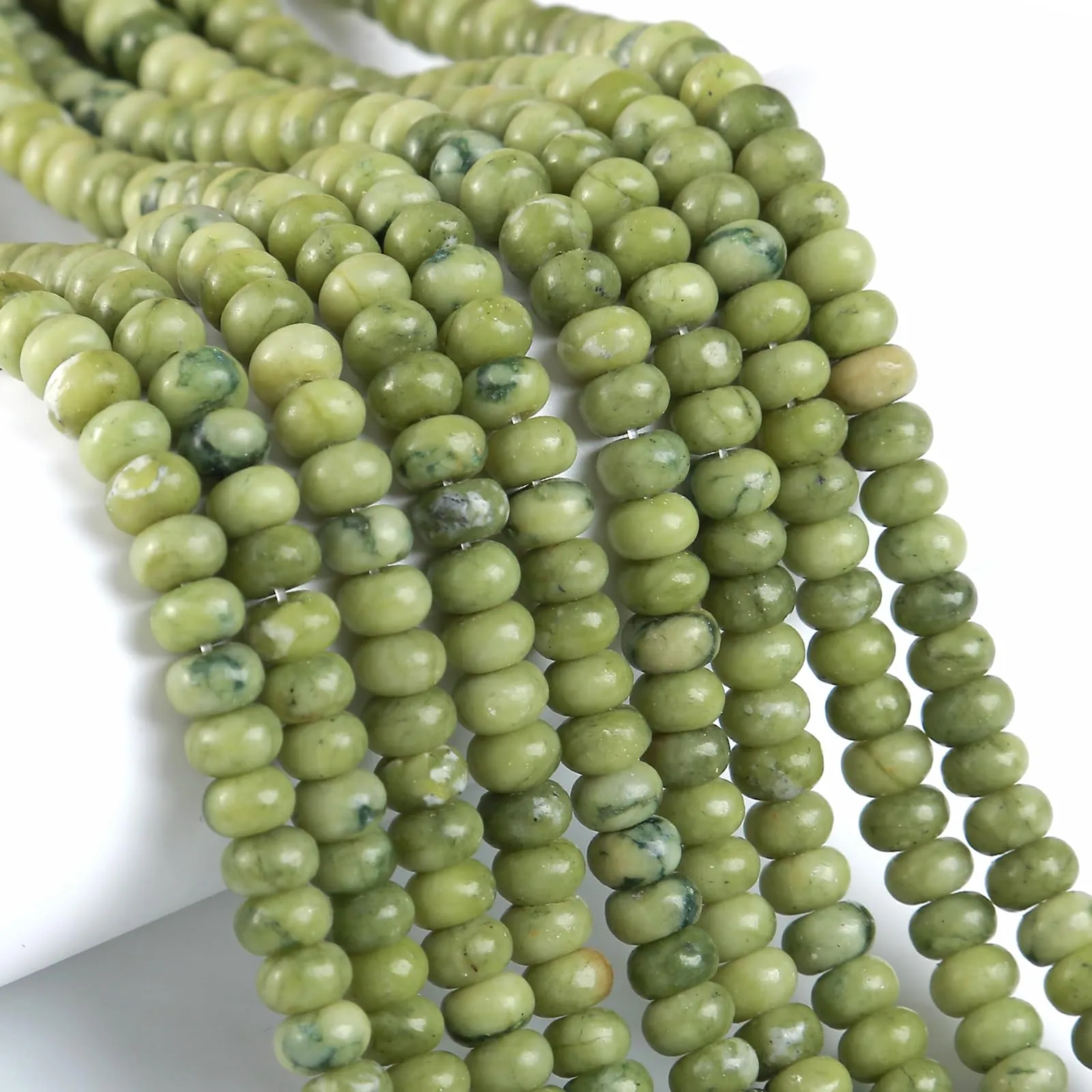 ZXYMLZI Perline in Giada Verde Cinese, 5 x 8 mm, 76 pezzi - immagine 1